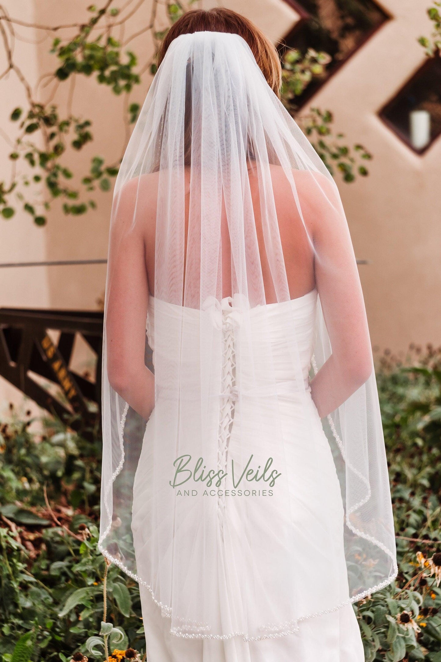 Pearl Beaded Wedding Veil: Soft Tulle, Fingertip or Cathedral Length