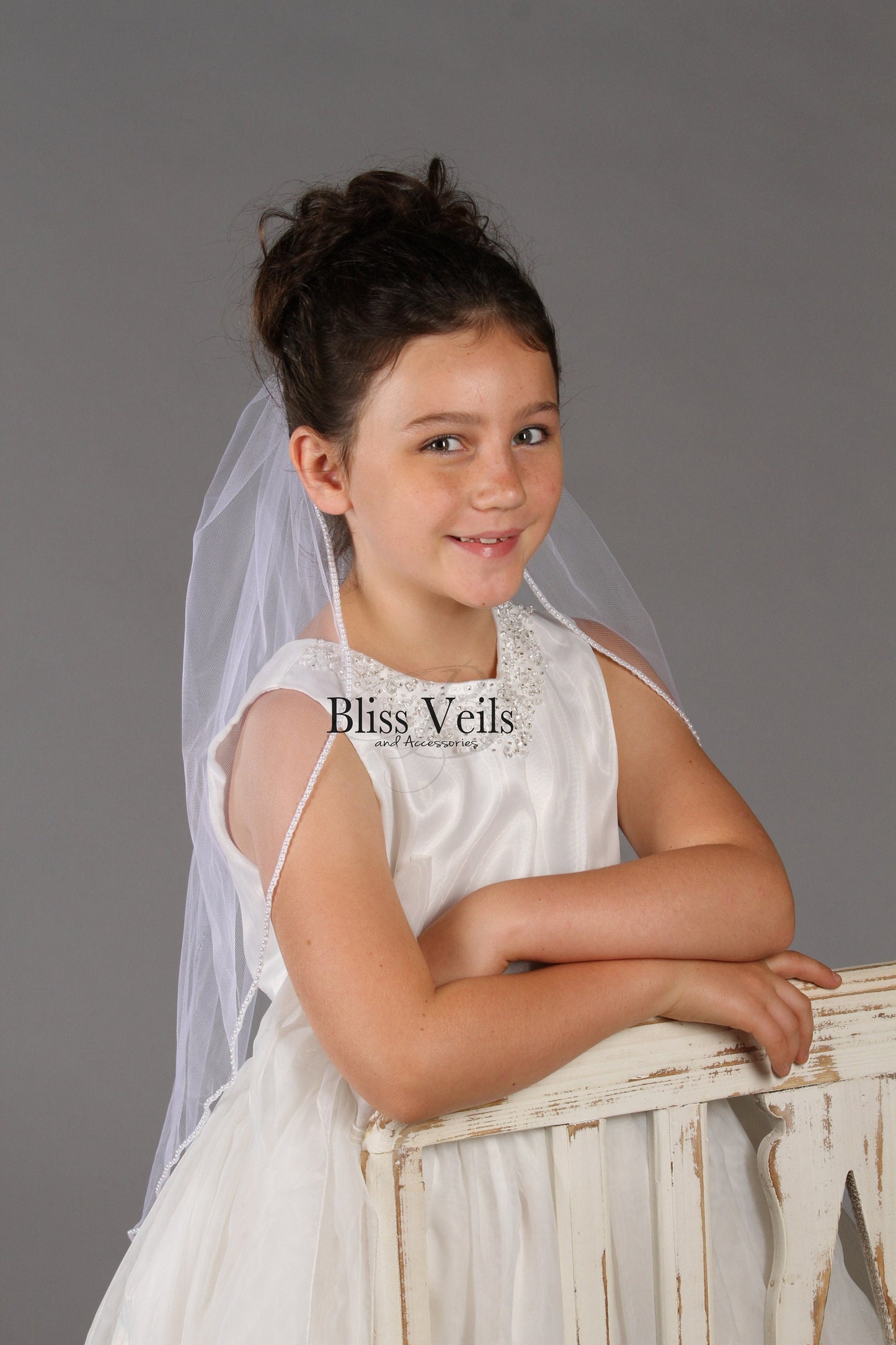 First Communion Veil with Pearl Trim