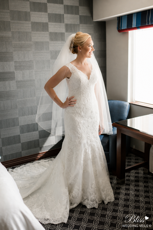 Pencil Edge Wedding Veil, Soft Tulle, One Layer Veil