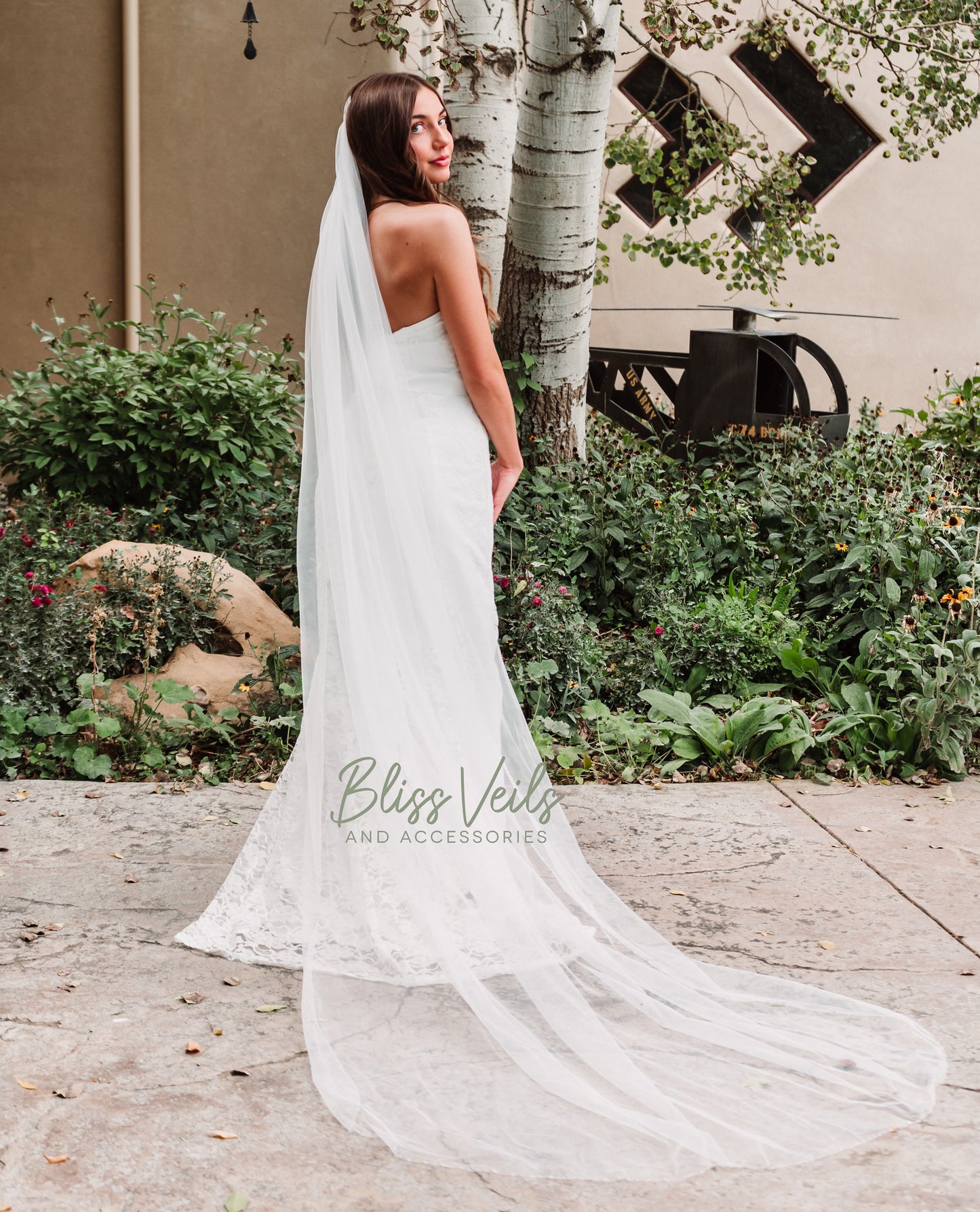 Crystal Beaded One Tier Wedding Veil