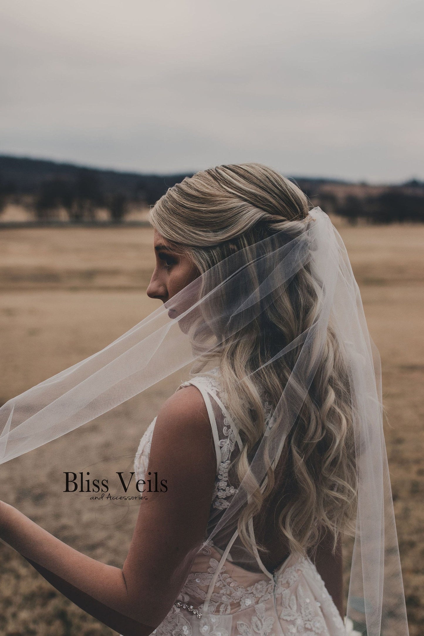 Short One Tier Wedding Veil with Cut Edge