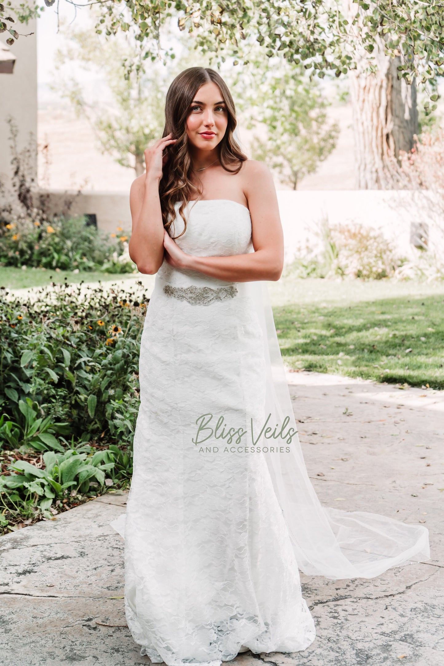 Crystal Beaded One Tier Wedding Veil