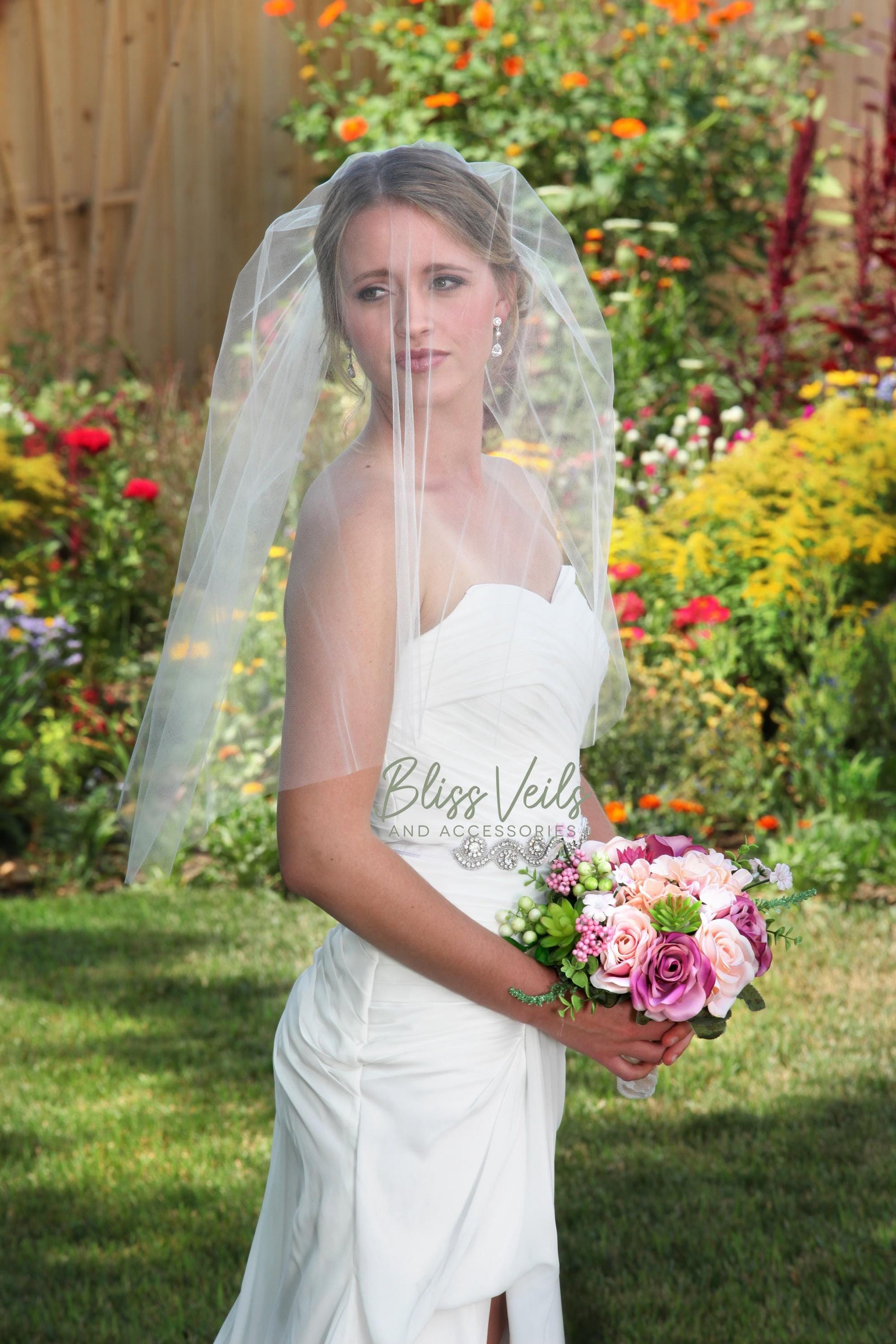 Blusher Veil, Sheer Tulle, Bridal Add-On, Soft Raw Edge Veil, One Layer Veil