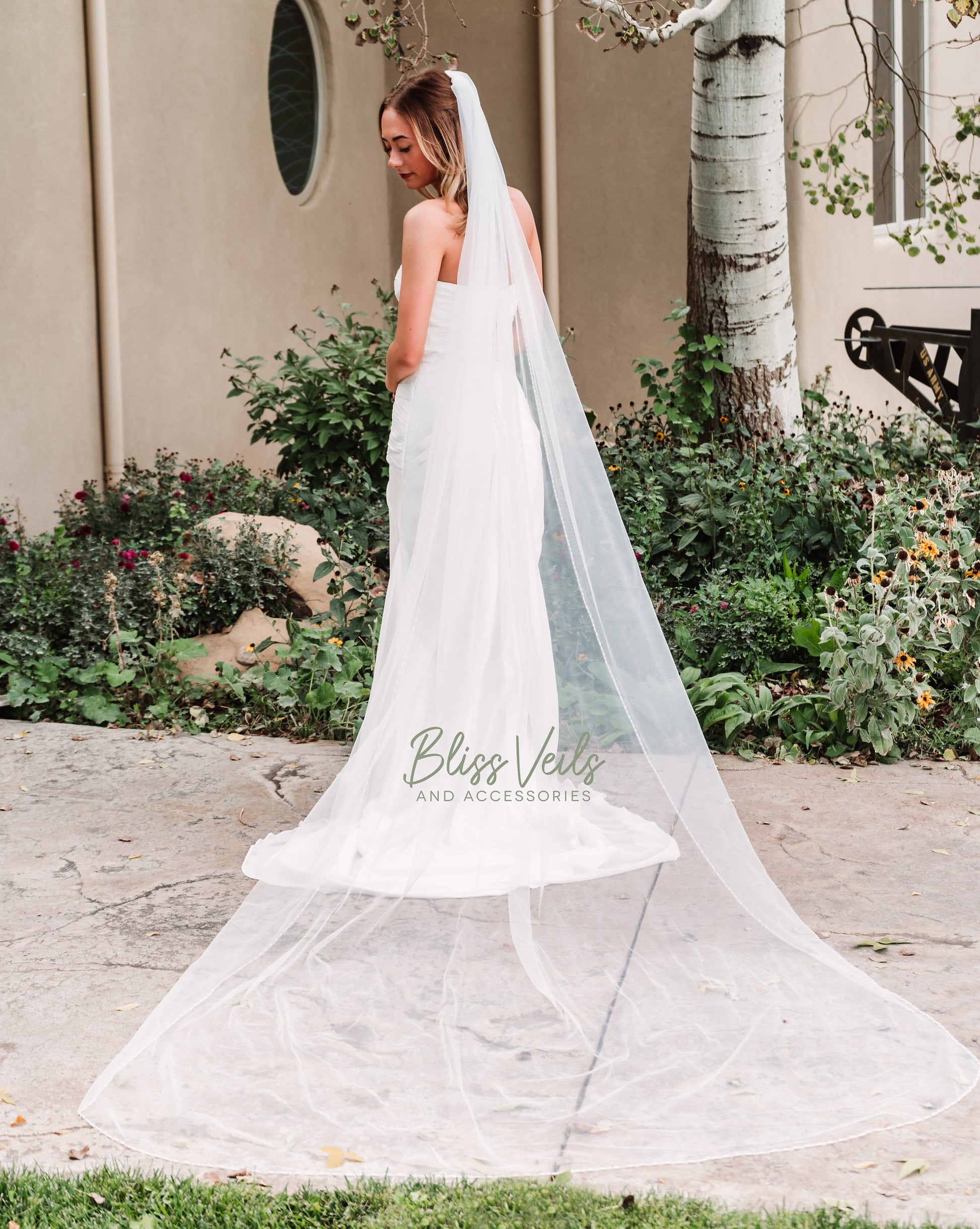 Cathedral Wedding Veil: Beaded Pearls & Crystals, Soft Tulle
