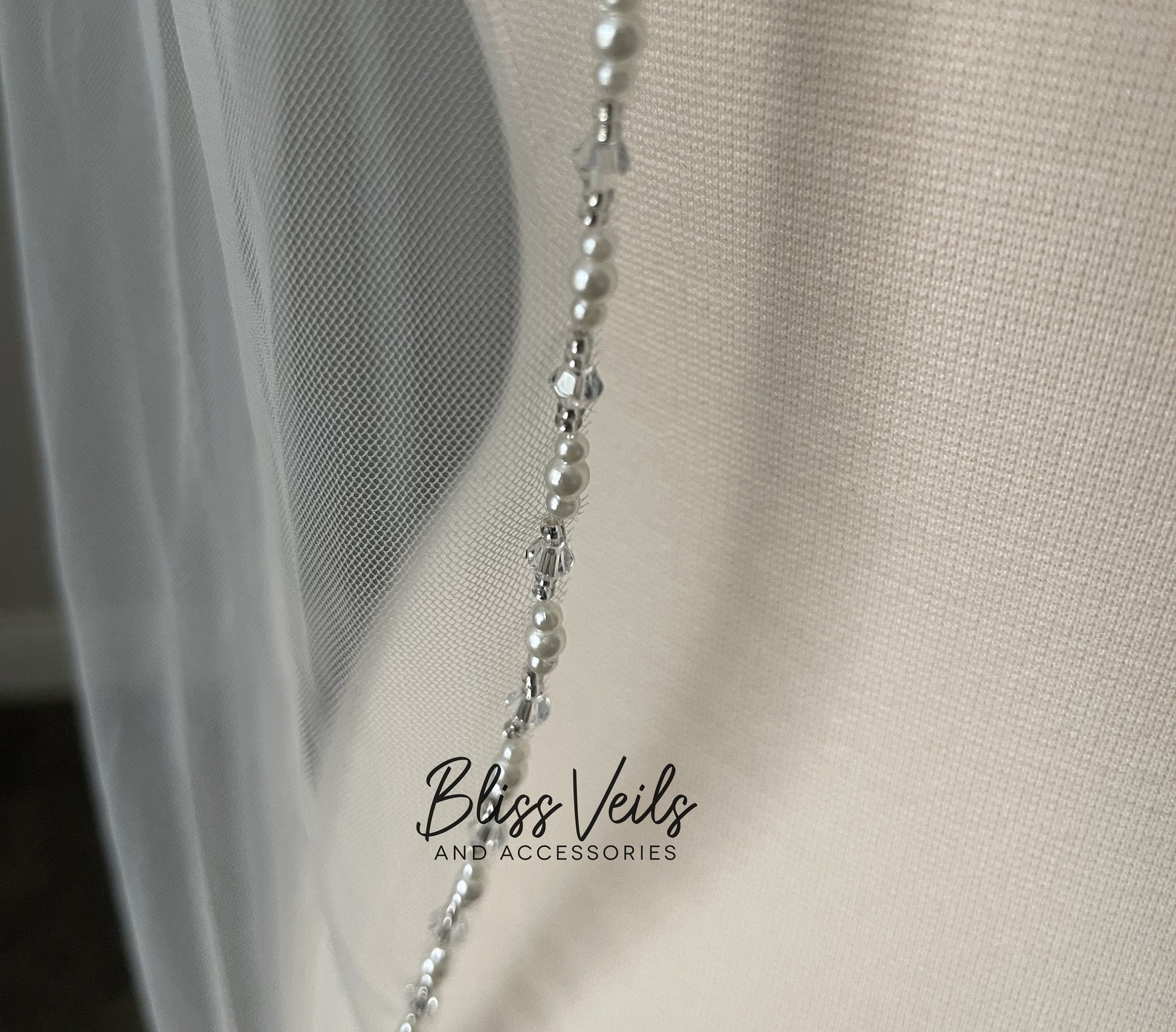 Cathedral Wedding Veil: Beaded Pearls & Crystals, Soft Tulle