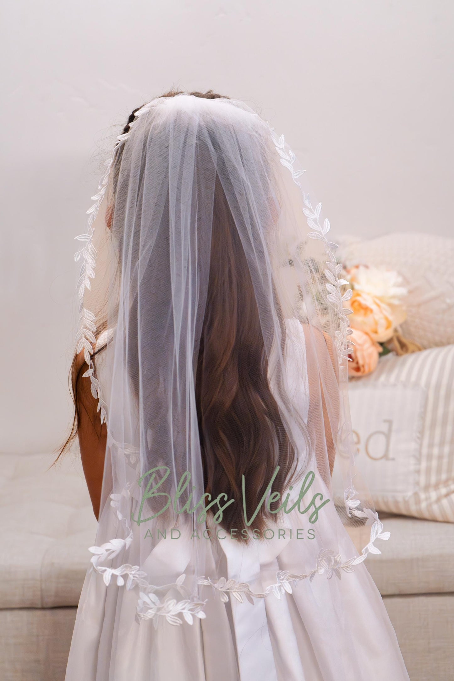 Delicate Lace First Communion Veil: Soft Tulle, One Tier
