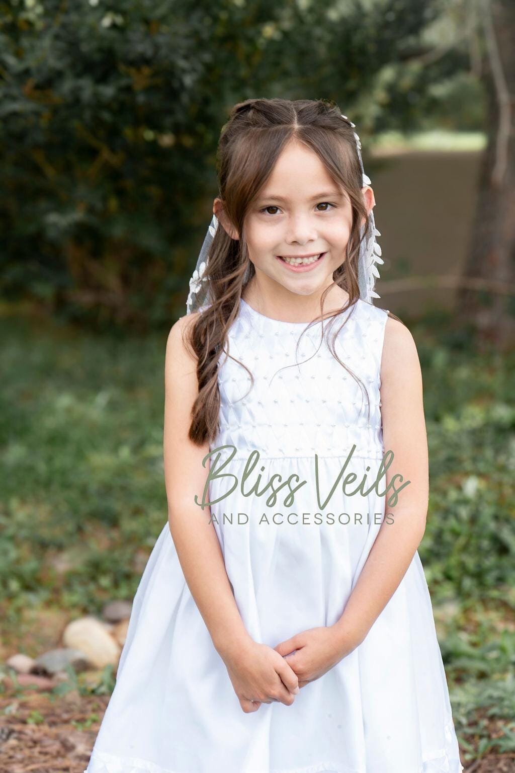 Delicate Lace First Communion Veil: Soft Tulle, One Tier