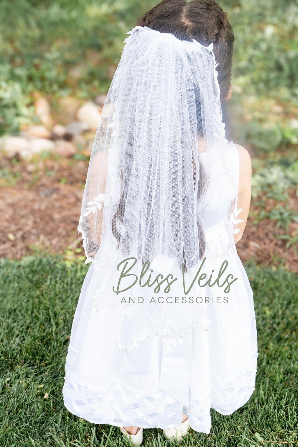 Delicate Lace First Communion Veil: Soft Tulle, One Tier