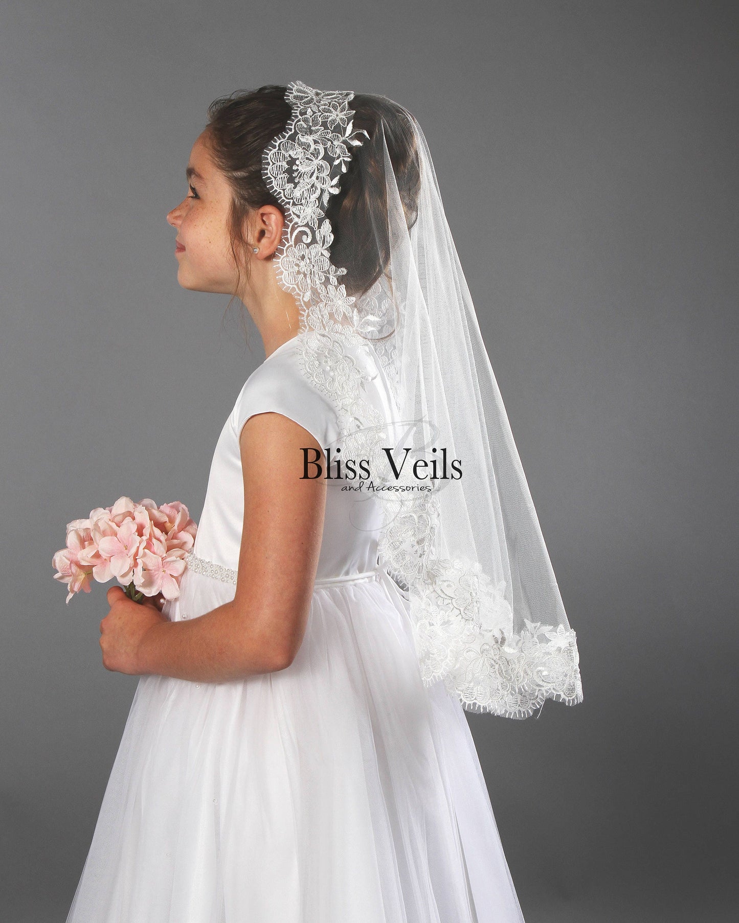 First Communion Mantilla - Several Lengths & Colors!  Fast Shipping!