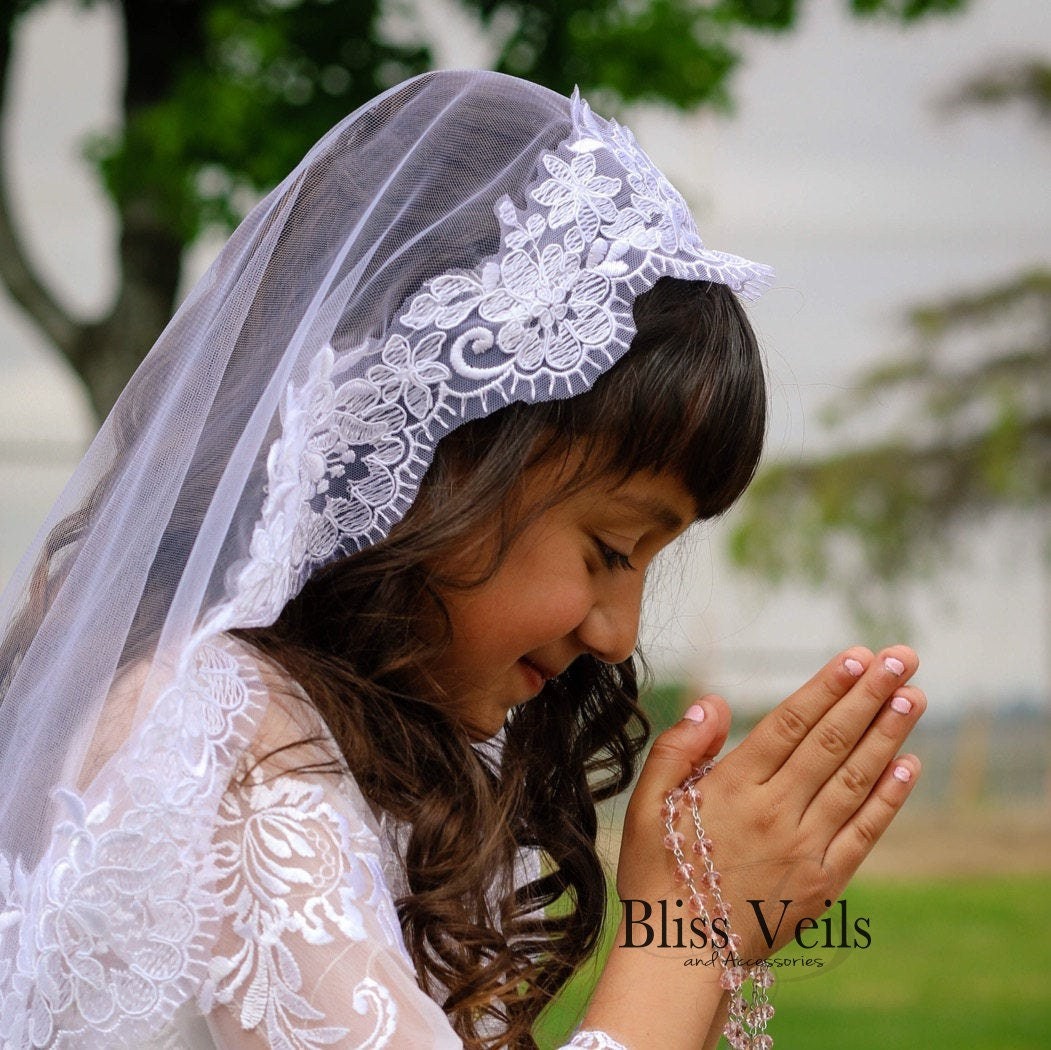 First Communion Mantilla - Several Lengths & Colors!  Fast Shipping!