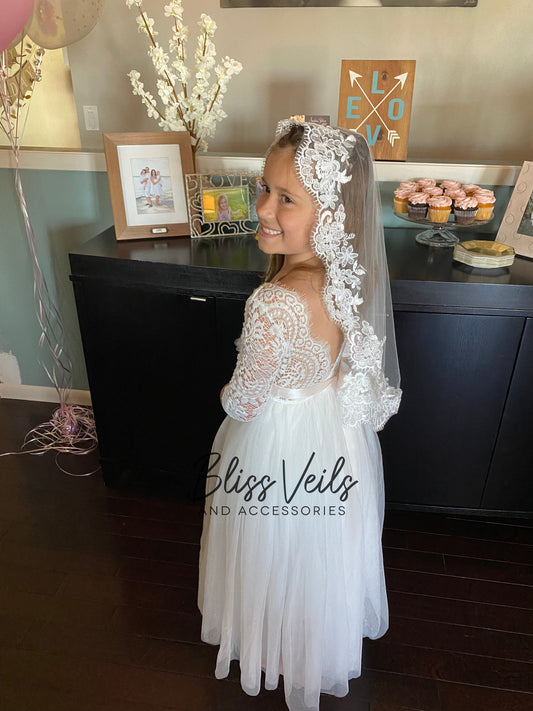 First Holy Communion mantilla veil made from soft tulle