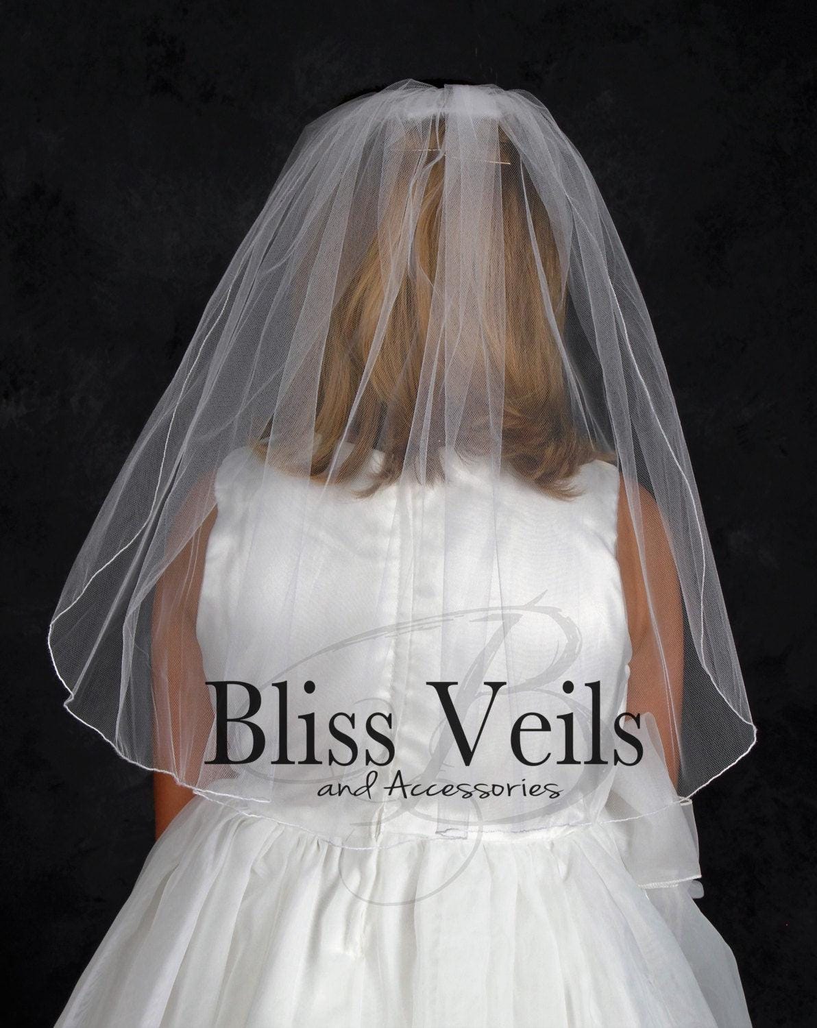 First Communion Veil: Elegant Soft Tulle, Pencil Edge