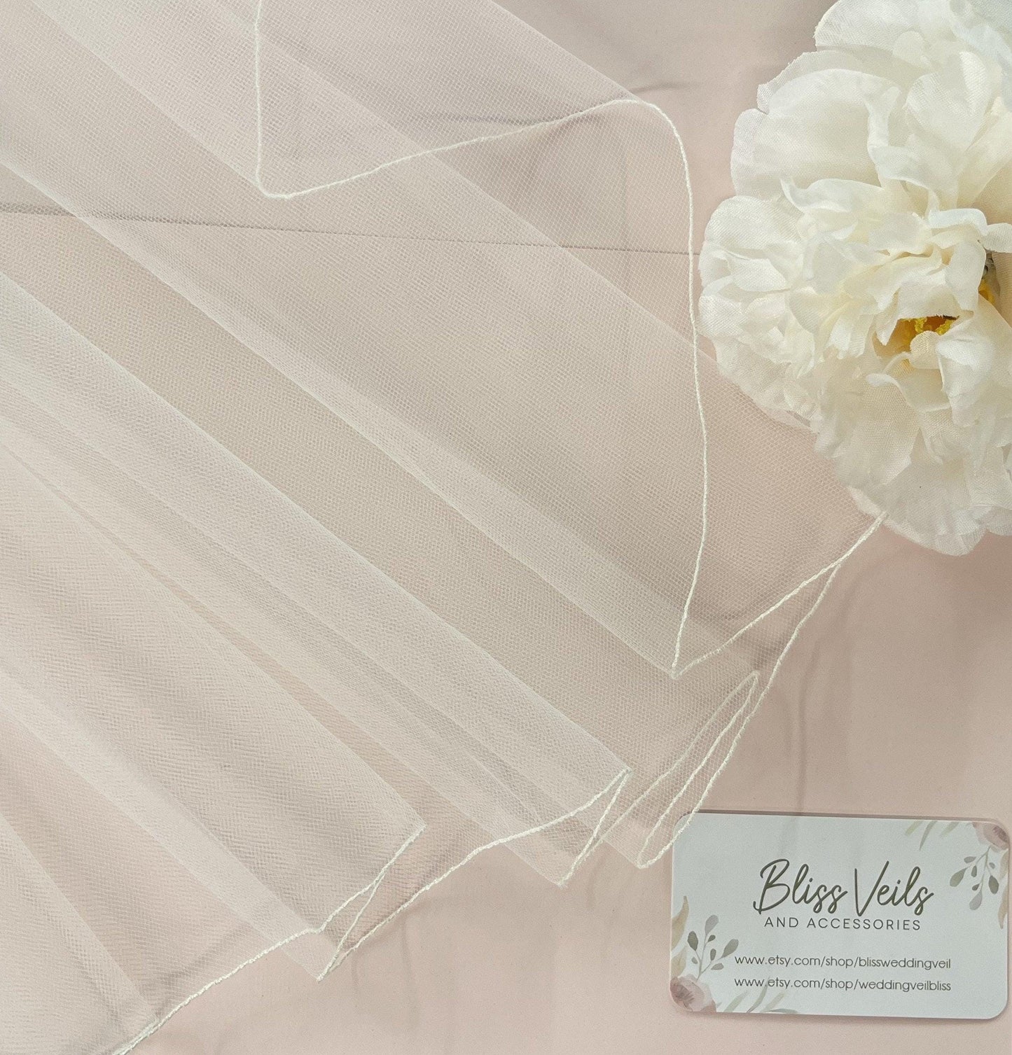 First Communion Veil: Elegant Soft Tulle, Pencil Edge