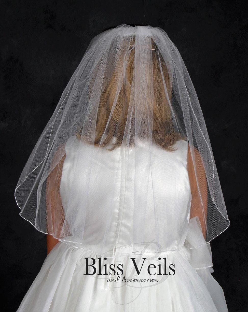 First Communion Veil: Elegant Soft Tulle, Pencil Edge