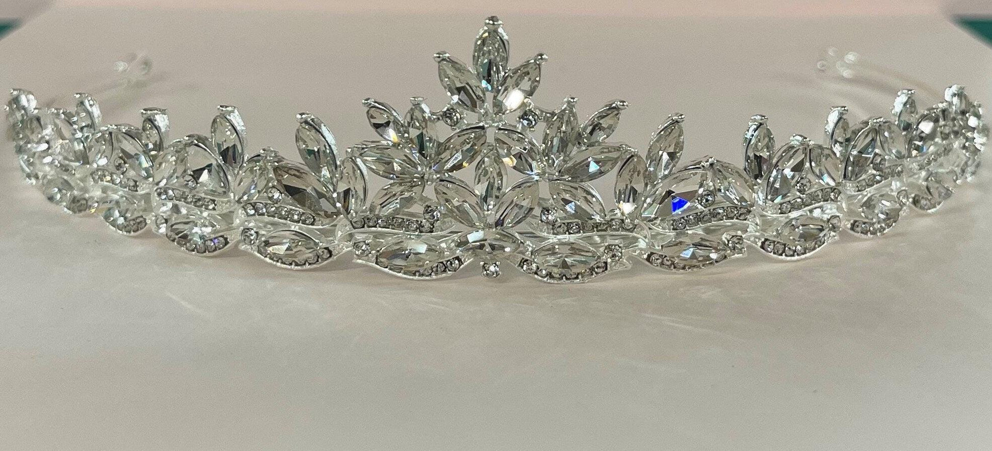 First Communion Veil with Crystal Tiara: Two-Layer Pencil Edge