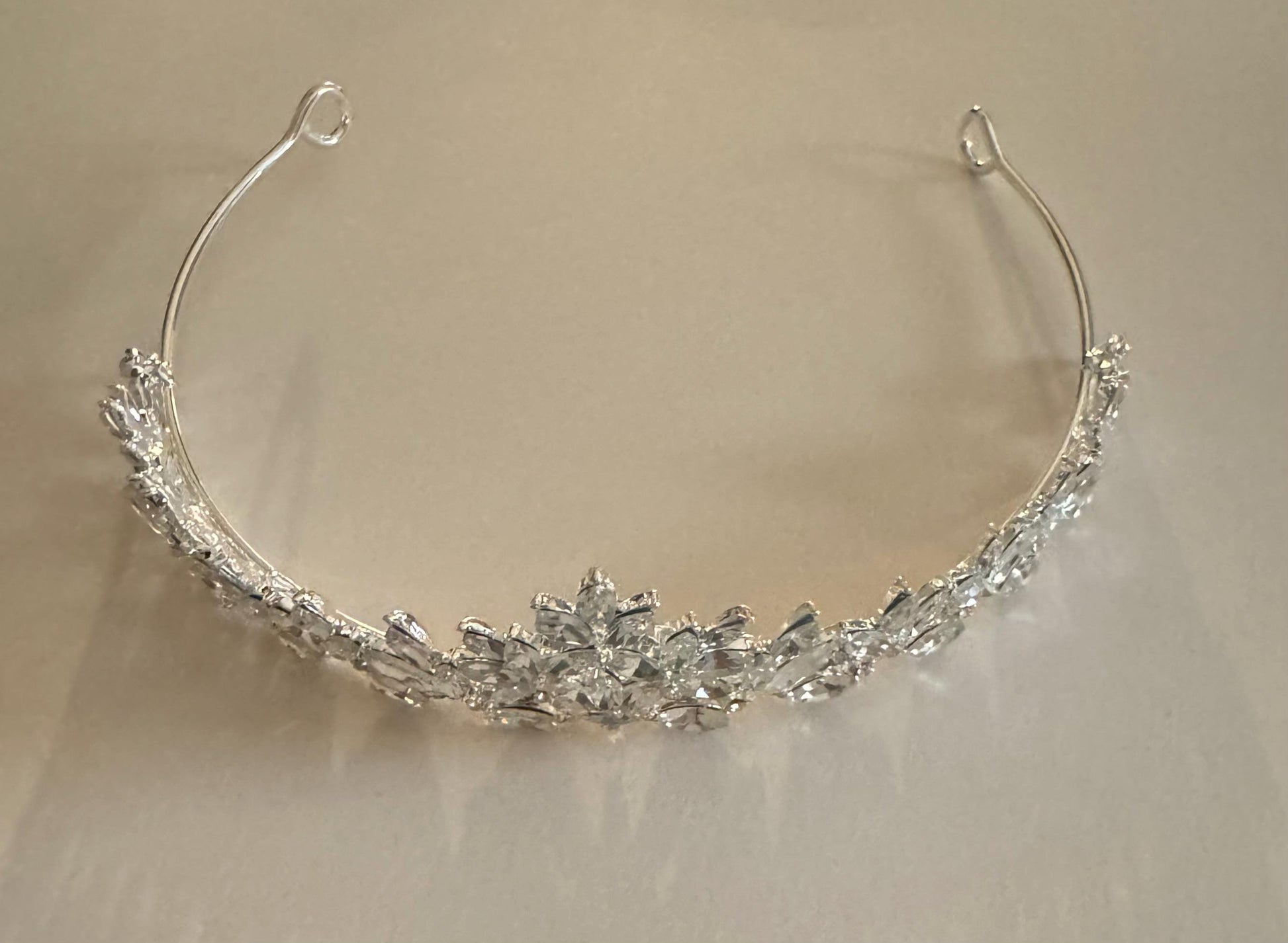 First Communion Veil with Crystal Tiara: Two-Layer Pencil Edge