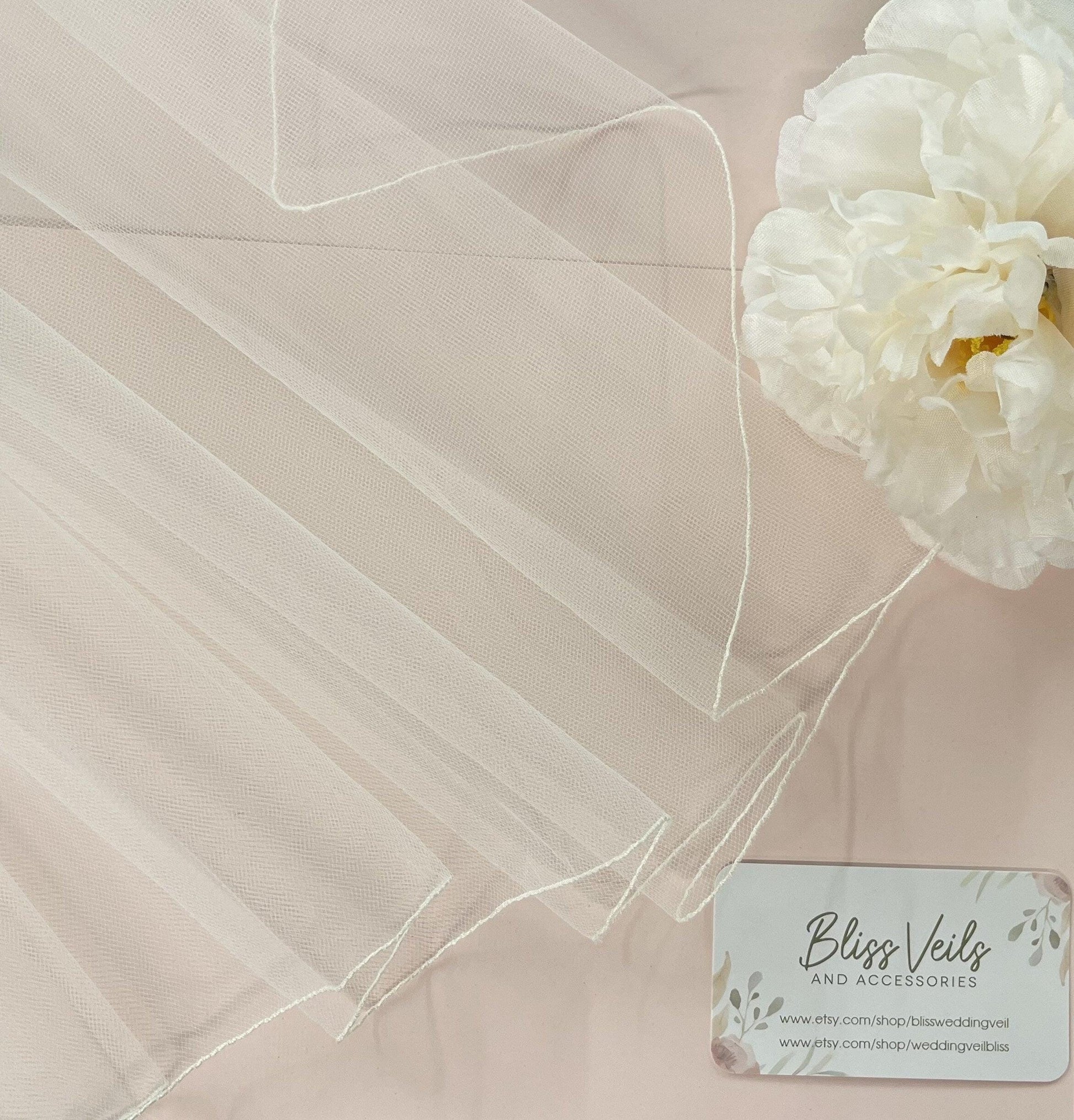 First Communion Veil with Crystal Tiara: Two-Layer Pencil Edge