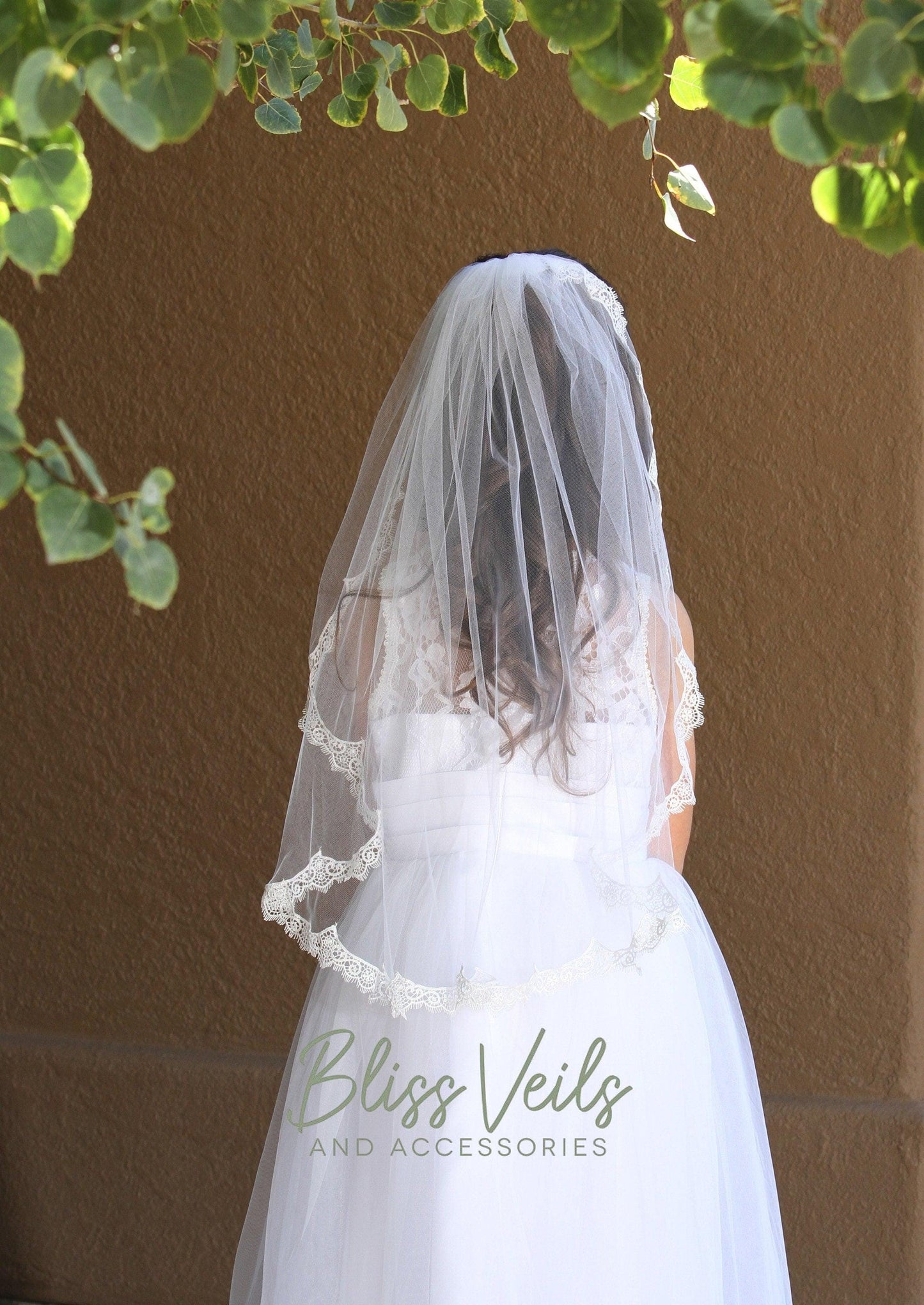 First Communion Veil with Scalloped Lace Edge