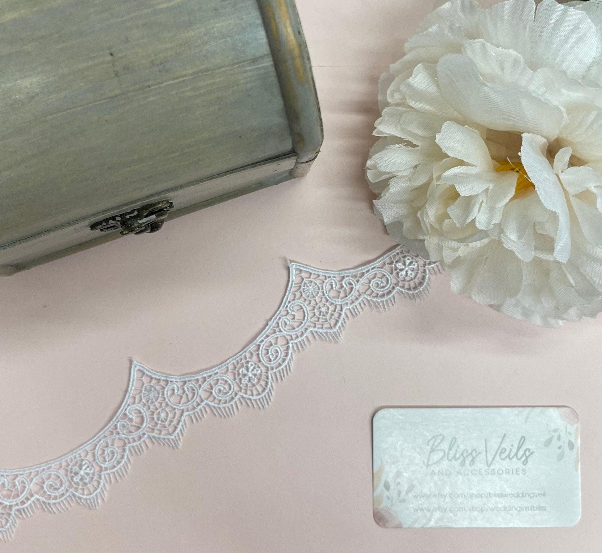 First Communion Veil with Scalloped Lace Edge