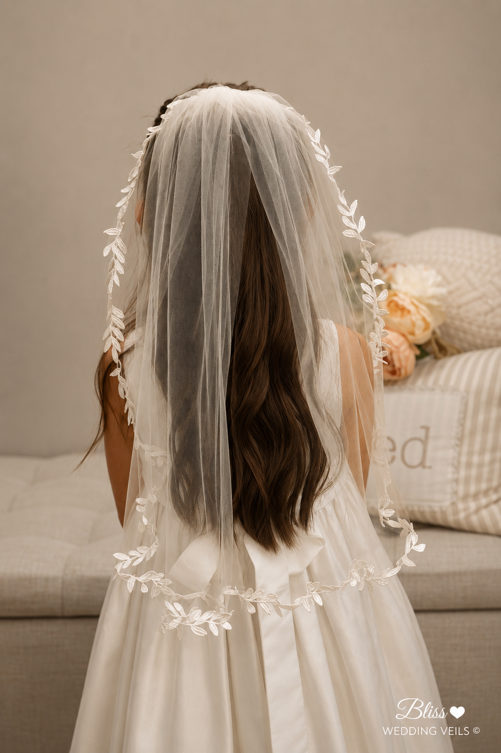 Delicate Lace First Communion Veil: Soft Tulle, One Tier
