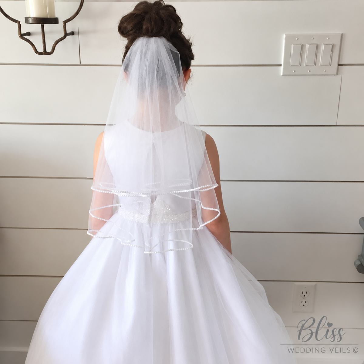 Pearl First Communion Veil, 2 Layers, Soft Tulle
