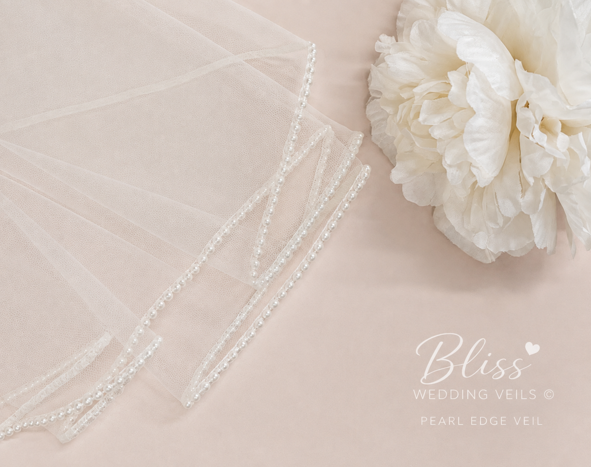 Pearl First Communion Veil, 2 Layers, Soft Tulle