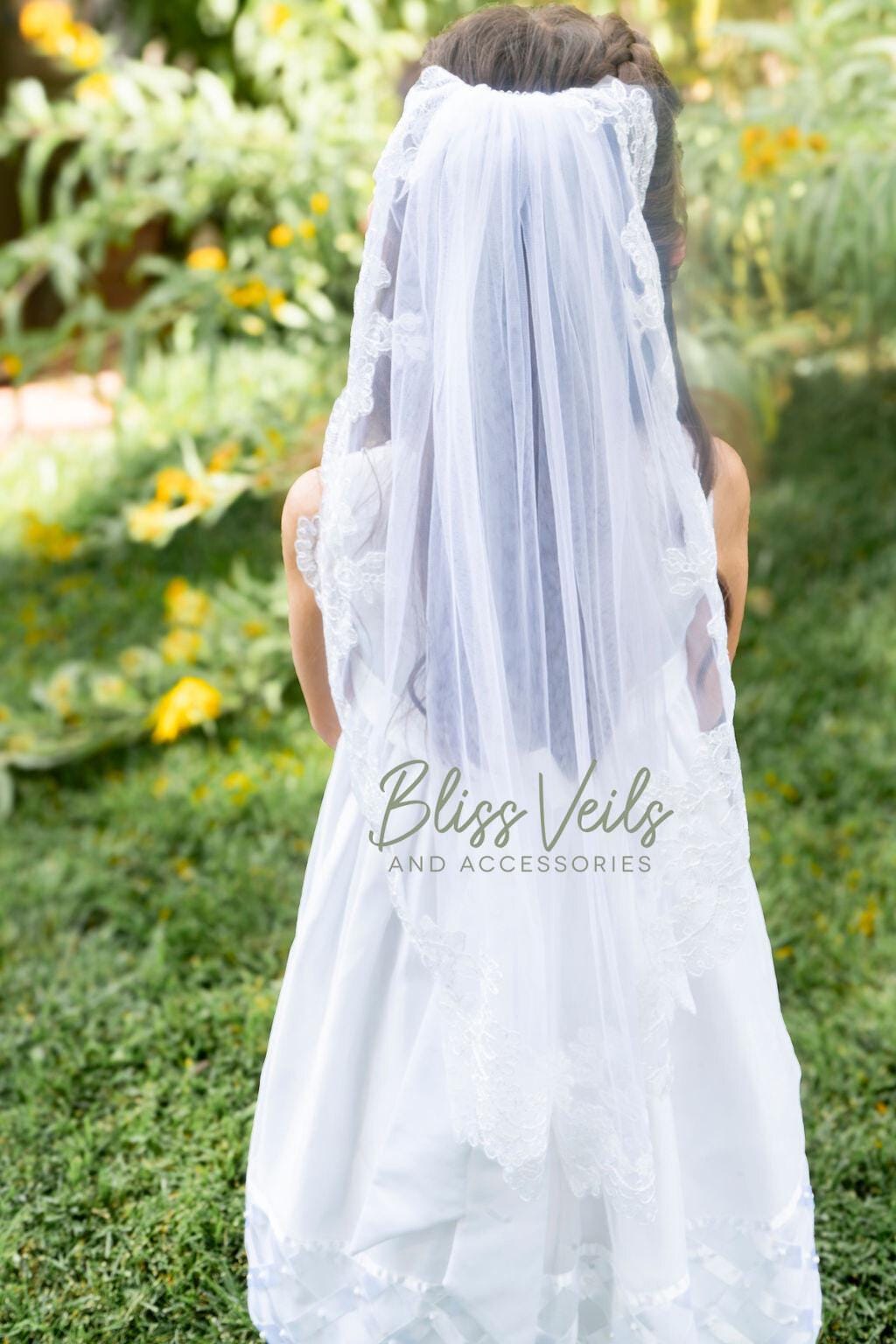 Lace Edge First Communion Veil: Soft Tulle, One Tier