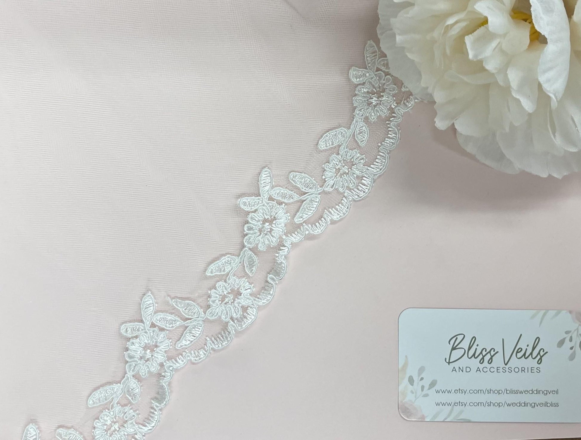 Lace Mantilla Wedding Veil: Soft White or Ivory, Fingertip to Cathedral Length