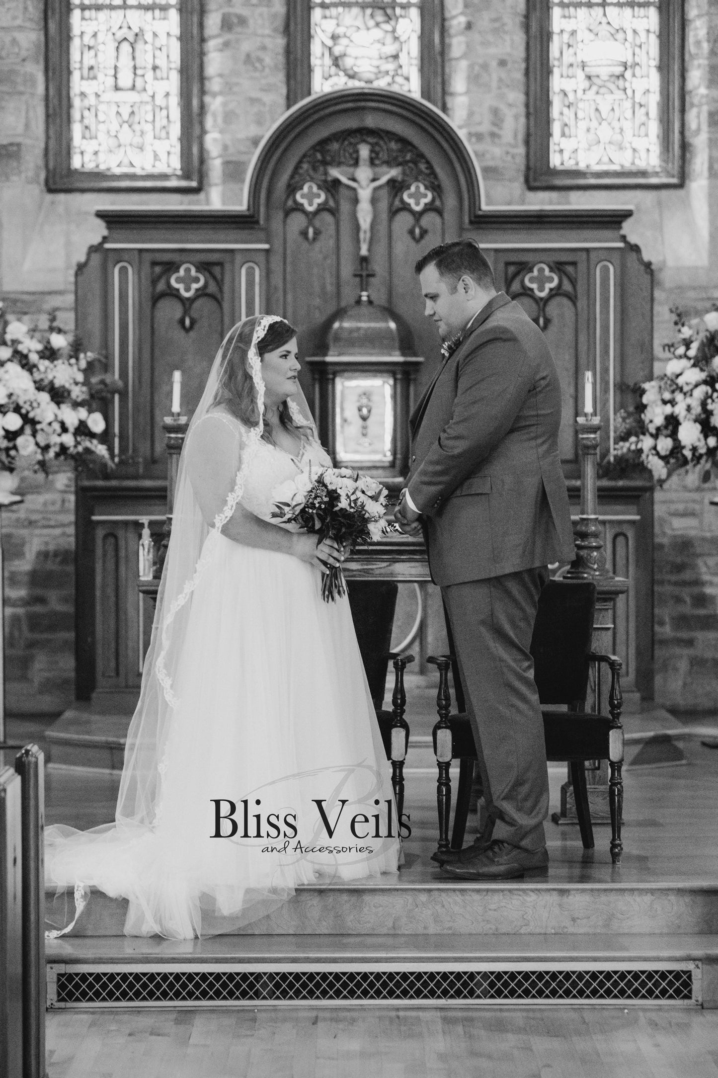 Lace Mantilla Wedding Veil: Soft White or Ivory, Fingertip to Cathedral Length