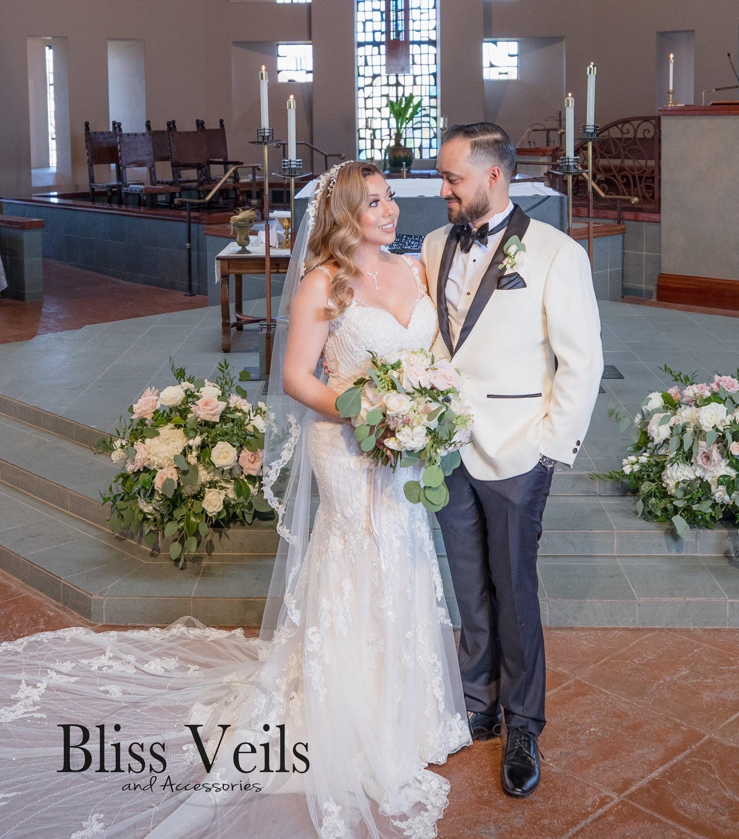 Lace Mantilla Wedding Veil: Soft White or Ivory, Fingertip to Cathedral Length