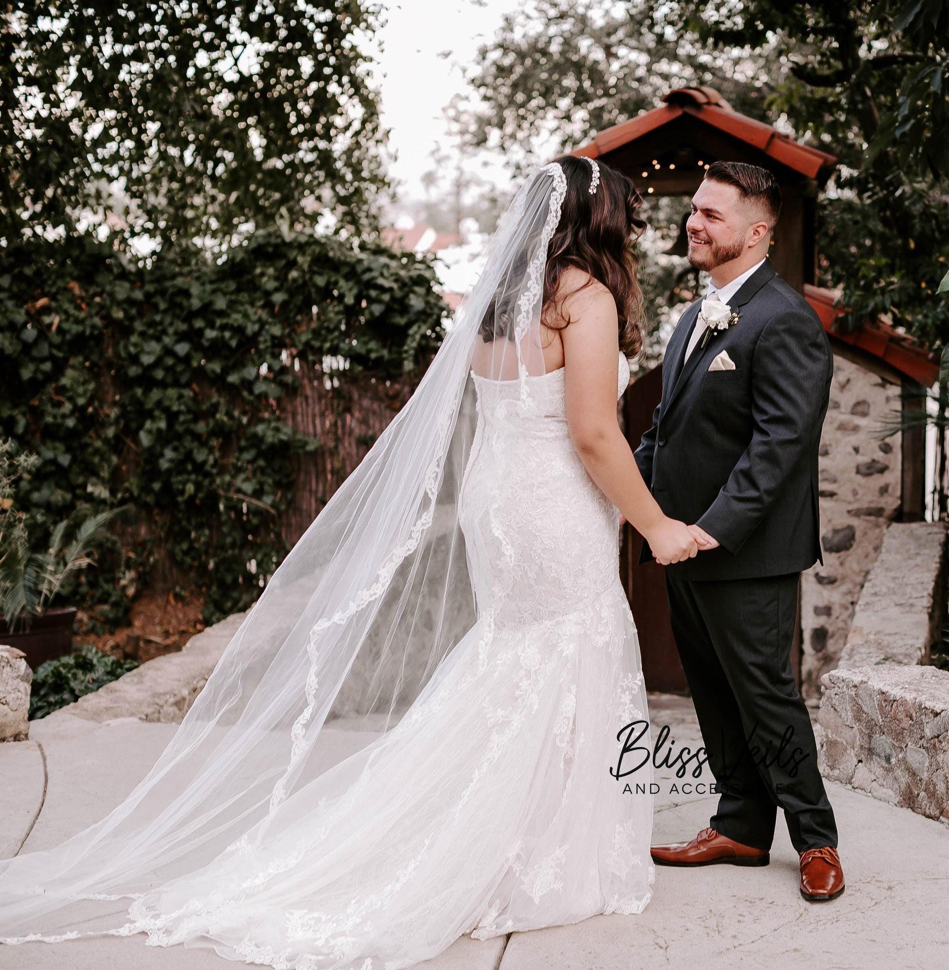 Lace Mantilla Wedding Veil: Soft White or Ivory, Fingertip to Cathedral Length