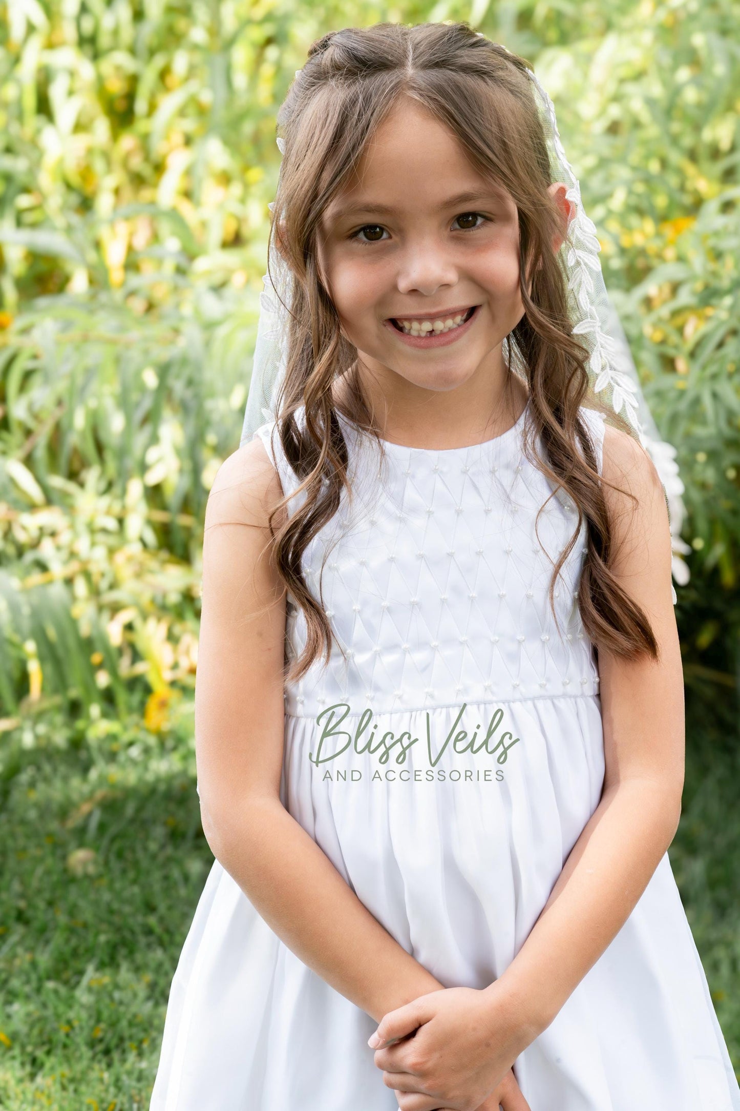 Leaf Lace Mantilla Veil: Soft Tulle First Communion Veil