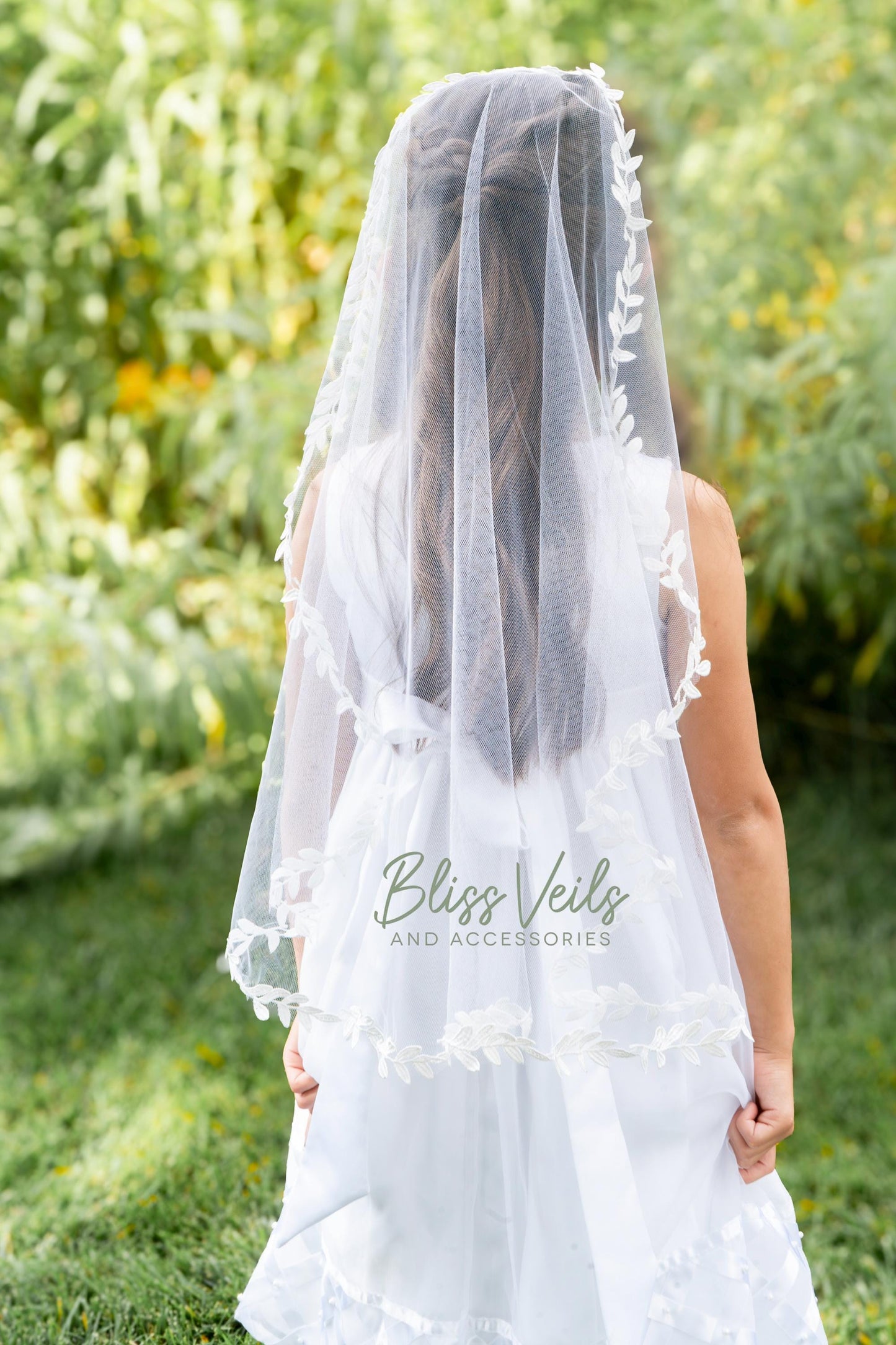 Leaf Lace Mantilla Veil: Soft Tulle First Communion Veil