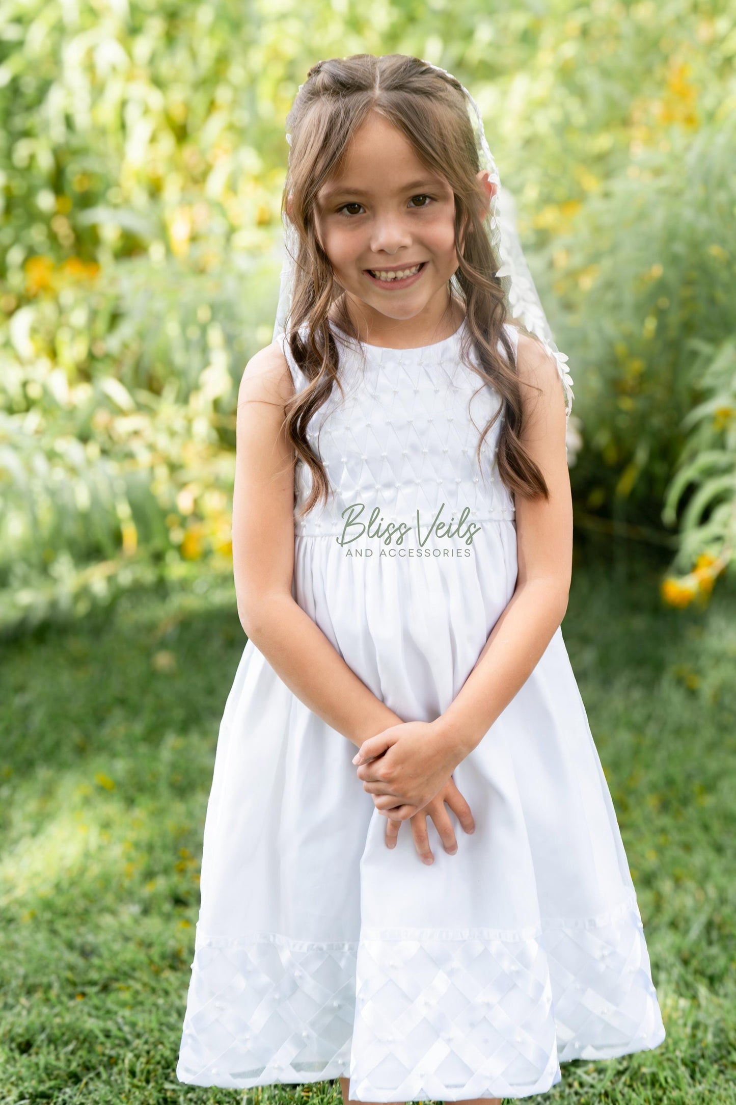 Leaf Lace Mantilla Veil: Soft Tulle First Communion Veil