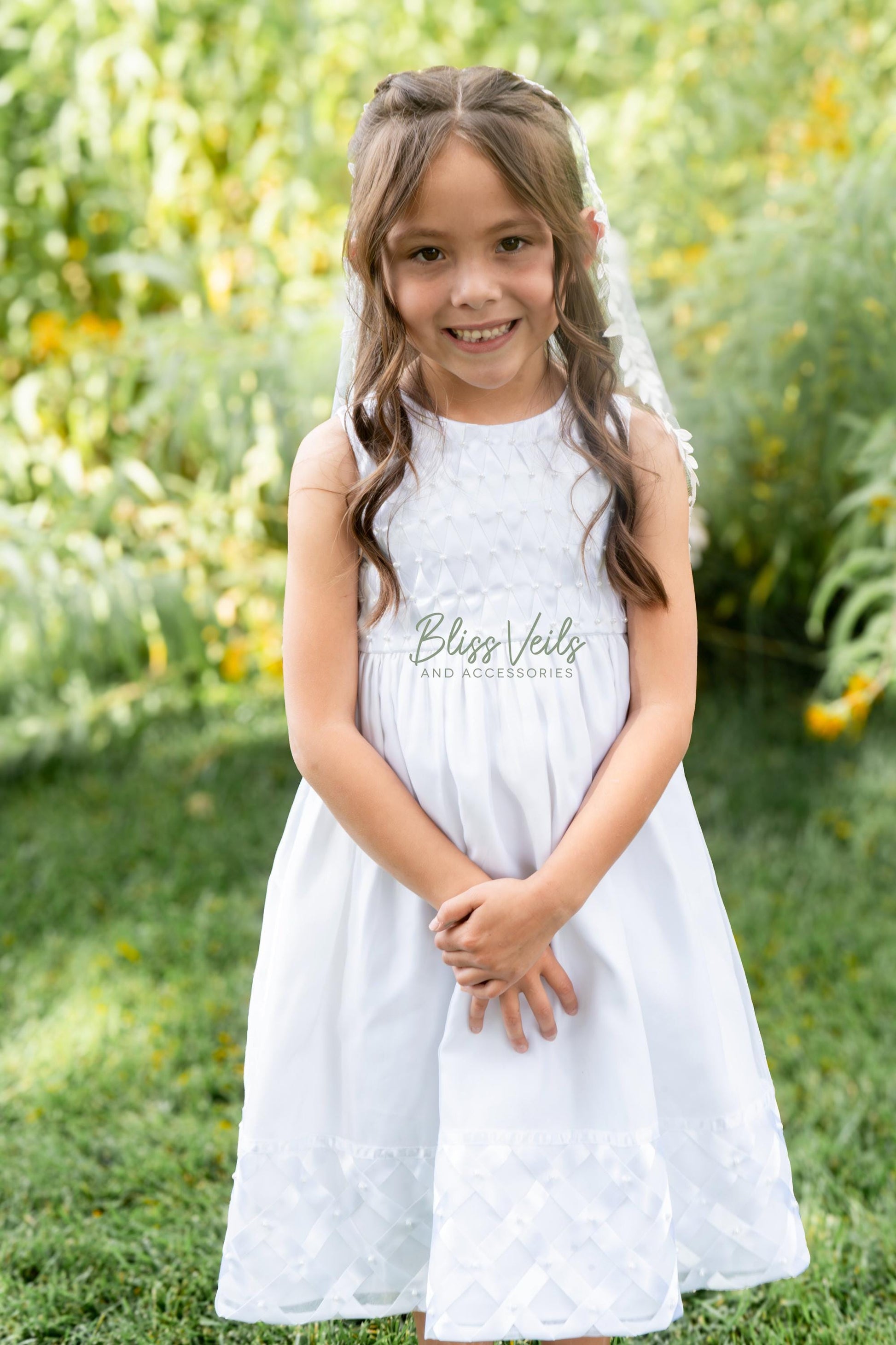 Leaf Lace Mantilla Veil: Soft Tulle First Communion Veil