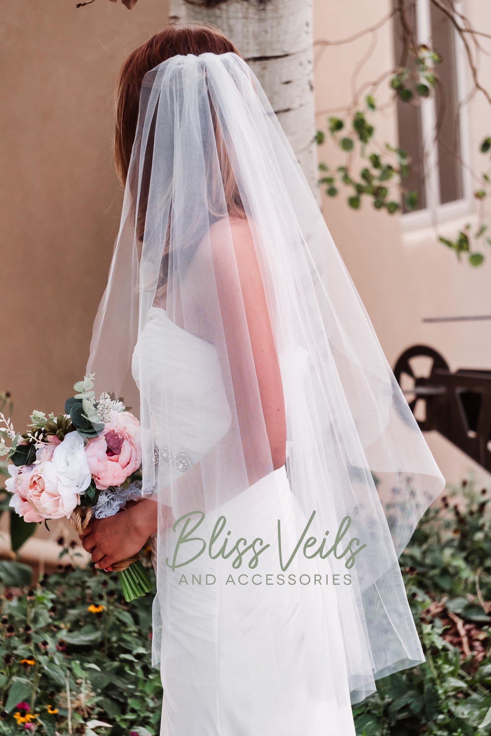 Minimalist Wedding Veil, Cascade Bridal Veil, Sheer Soft Tulle Raw Edge Angel Cut Veil, Fingertip Length, Lightweight Veil