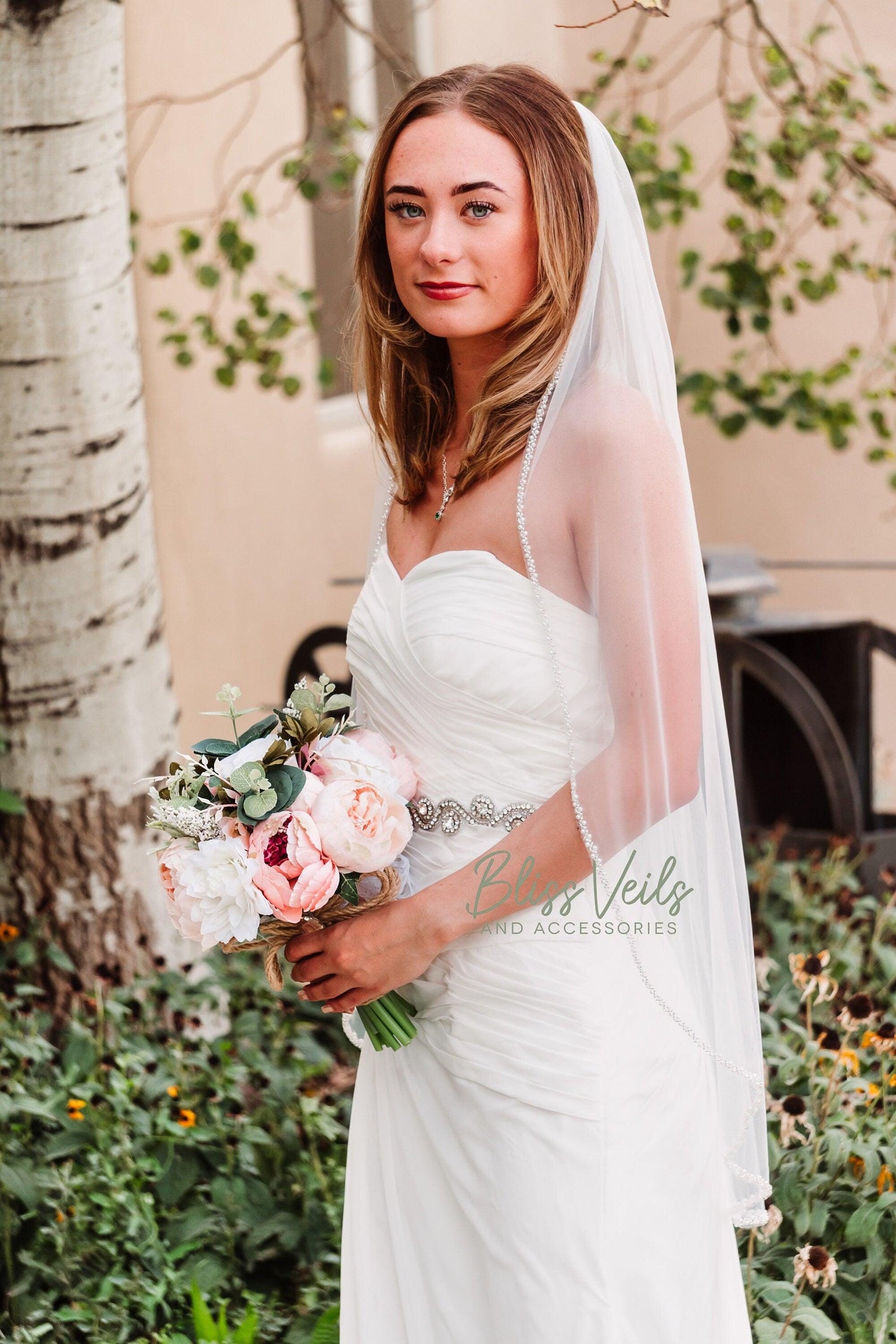 Pearl Beaded Wedding Veil: Soft Tulle, Fingertip or Cathedral Length