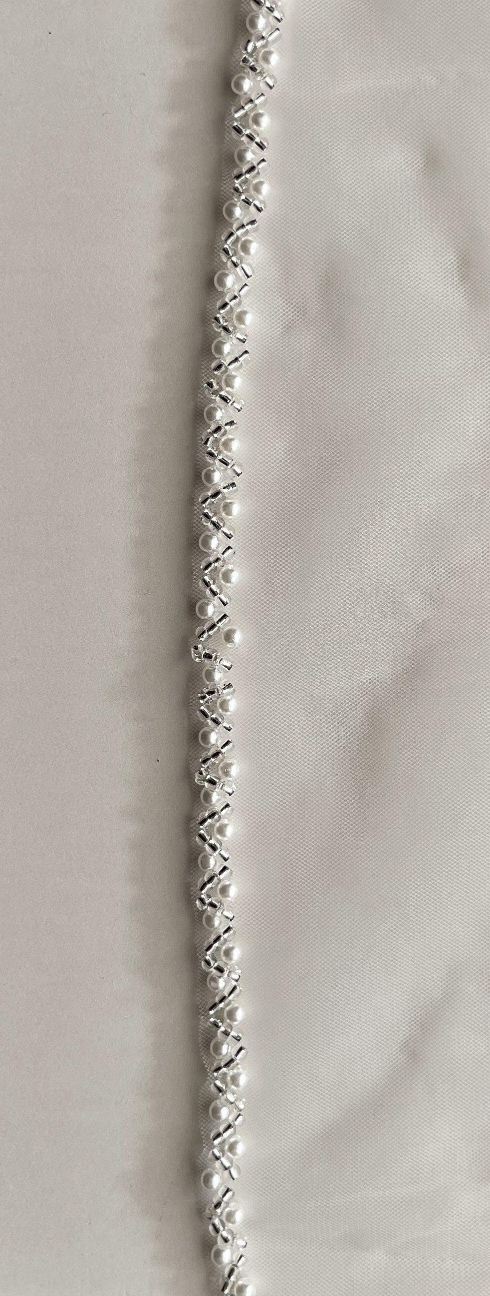 Pearl Beaded Wedding Veil: Soft Tulle, Fingertip or Cathedral Length