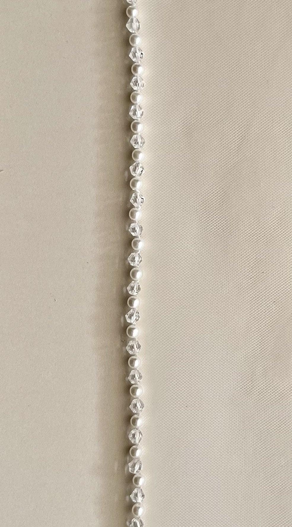 Pearl Crystal Bridal Veil: Delicate Tulle Veil, Ivory, Champagne, Fingertip or Cathedral Length