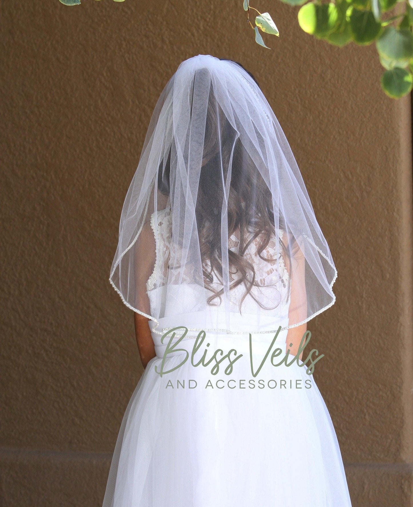 Pearl Rhinestone First Communion Veil: One-Layer Soft Tulle