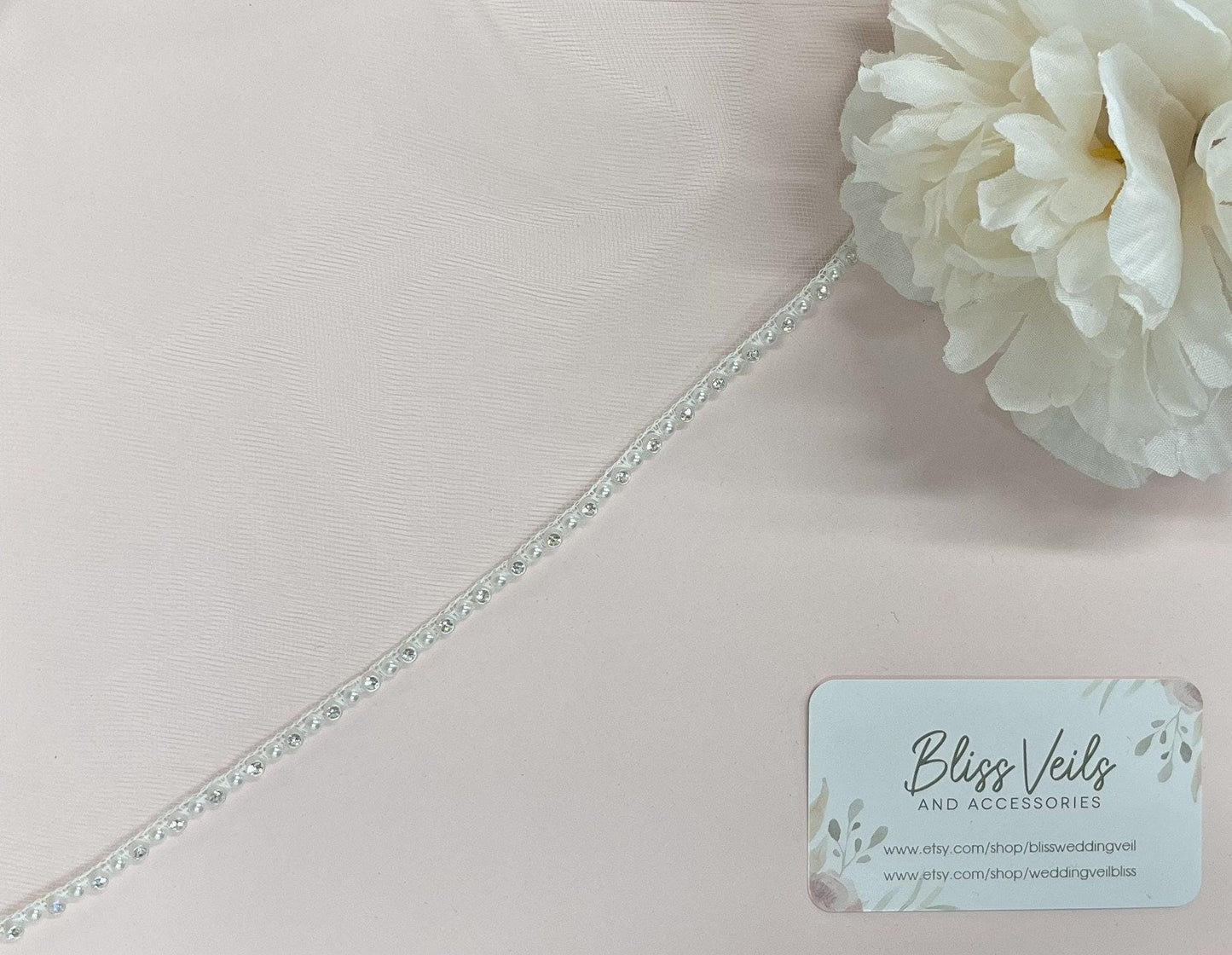 Pearl Rhinestone First Communion Veil: One-Layer Soft Tulle