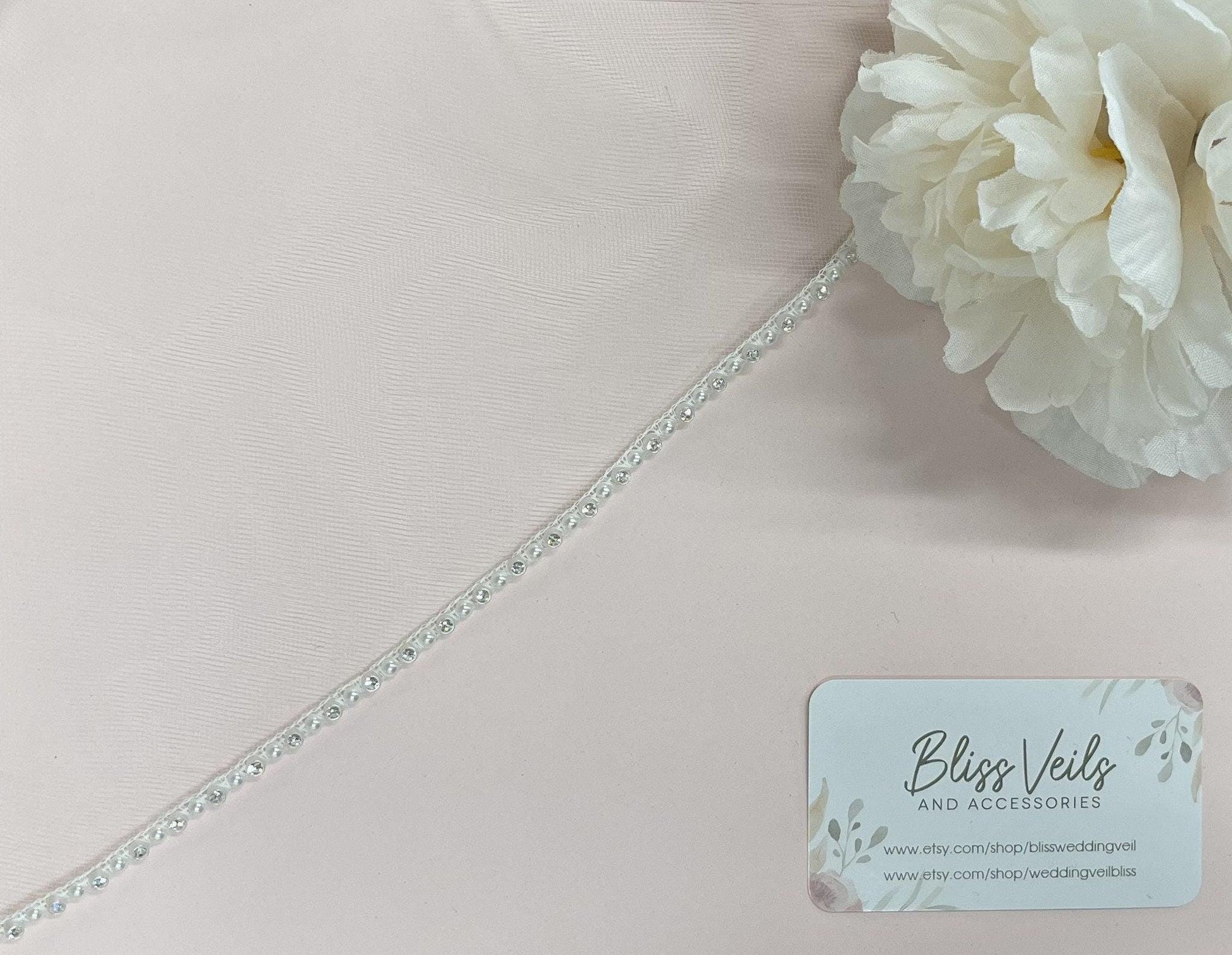 Pearl Rhinestone First Communion Veil: One-Layer Soft Tulle