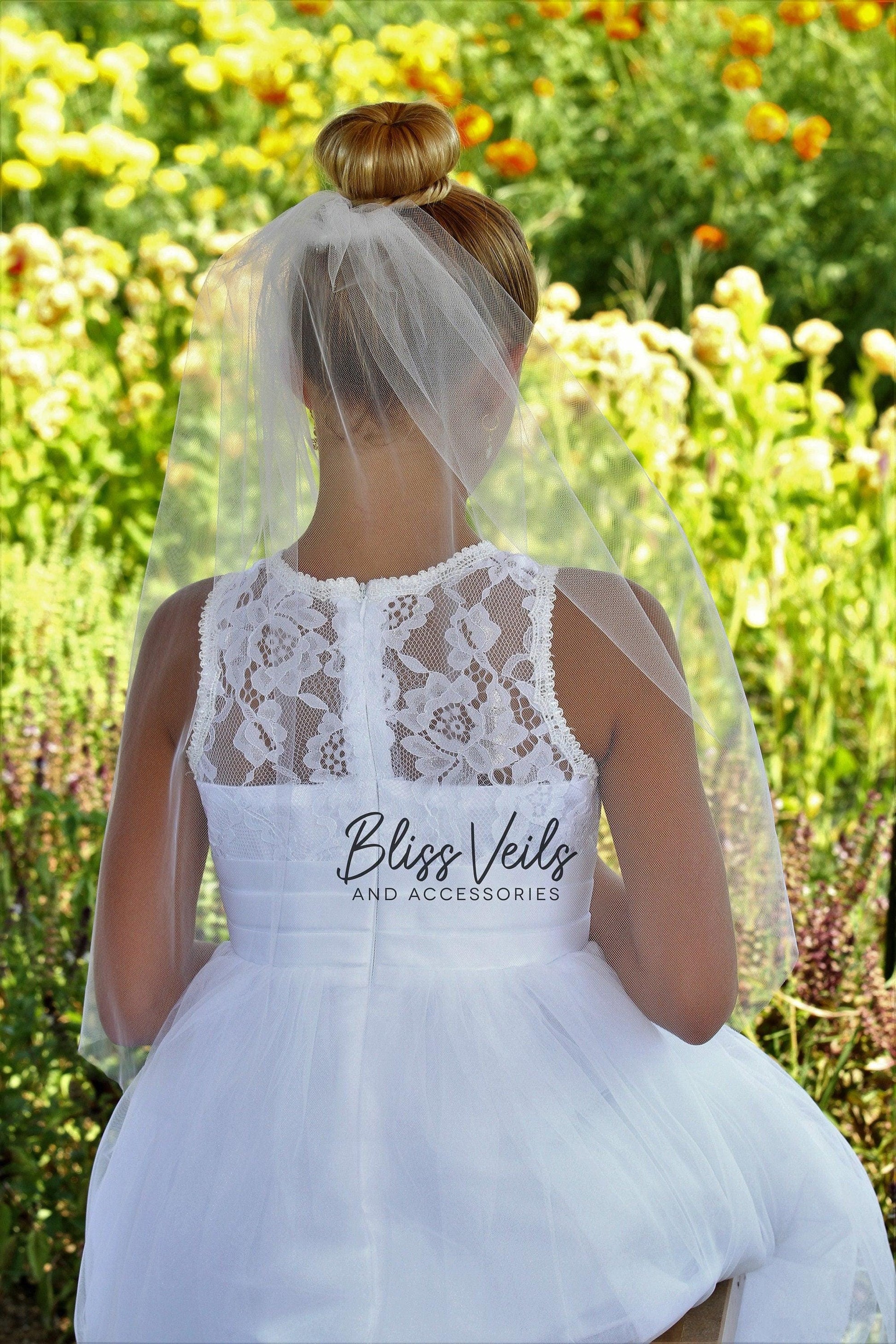 Simple First Communion Veil: Raw Edge, Soft Tulle