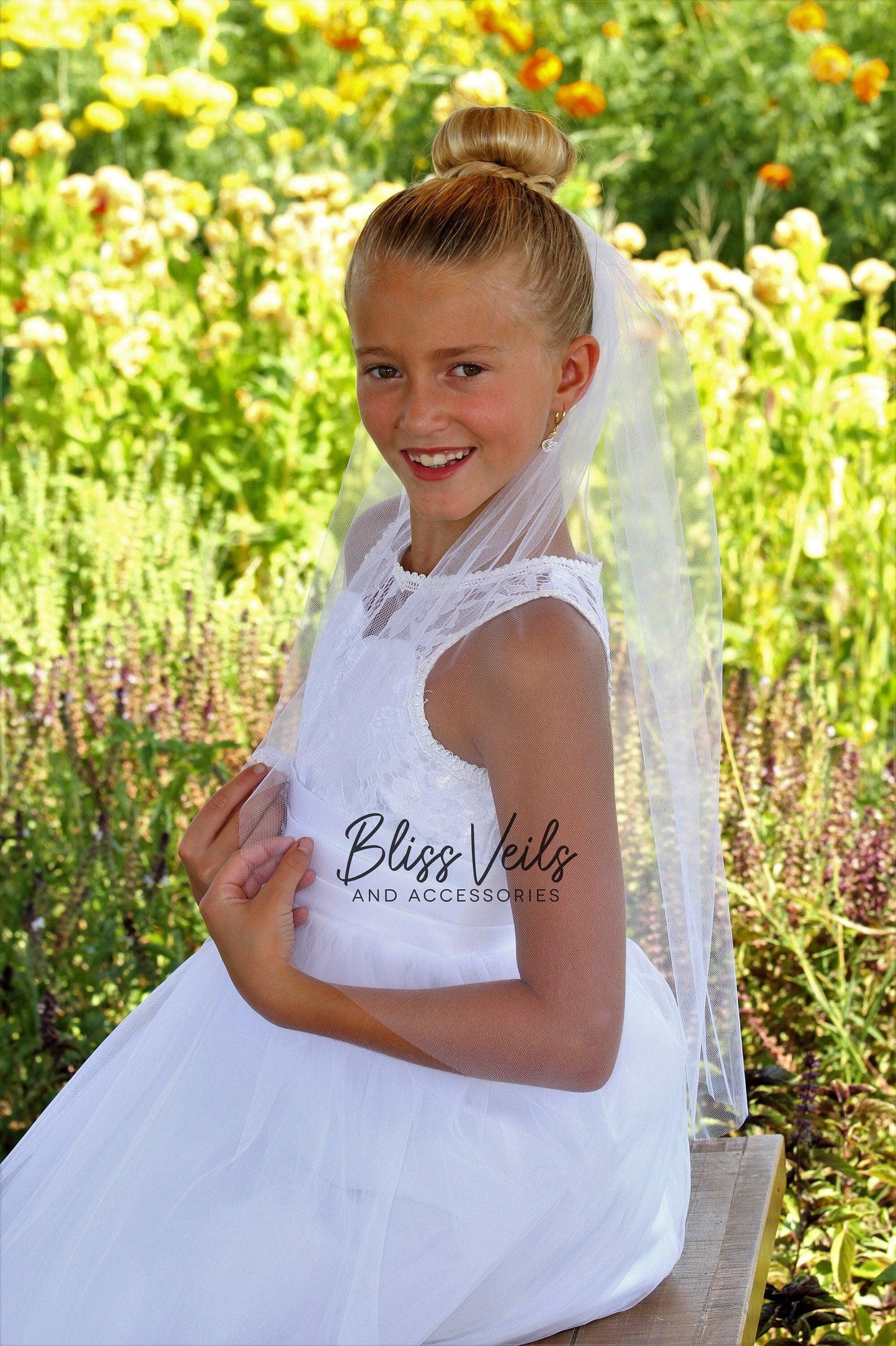 Simple First Communion Veil: Raw Edge, Soft Tulle