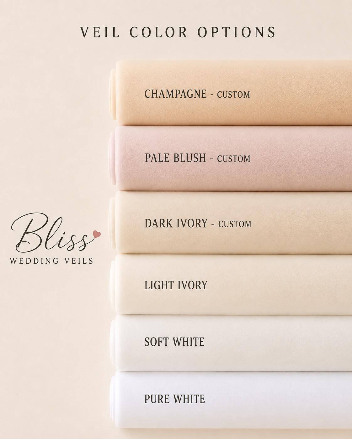 Veil Color Swatches for Wedding and Communion Veils