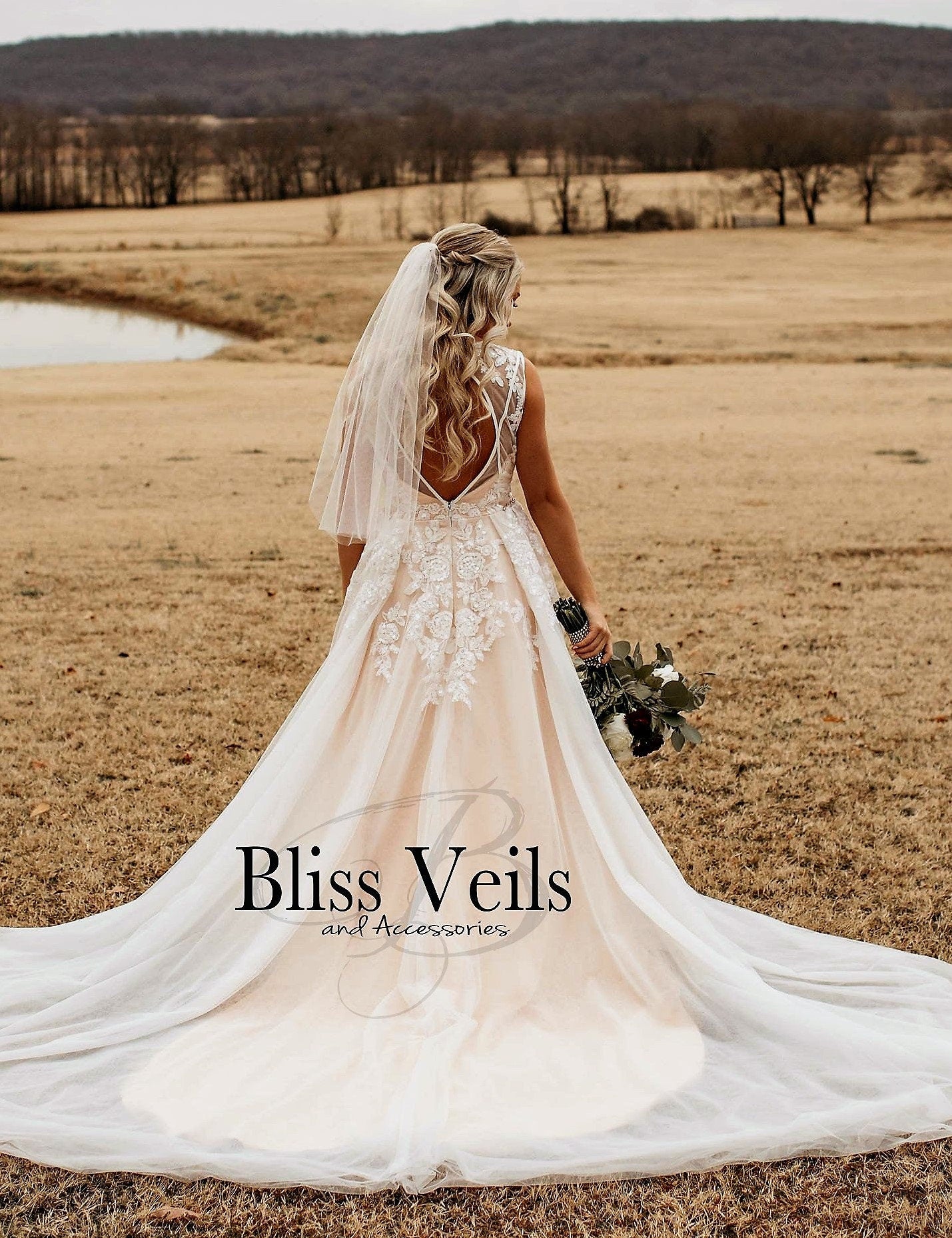 Short One Tier Wedding Veil with Cut Edge