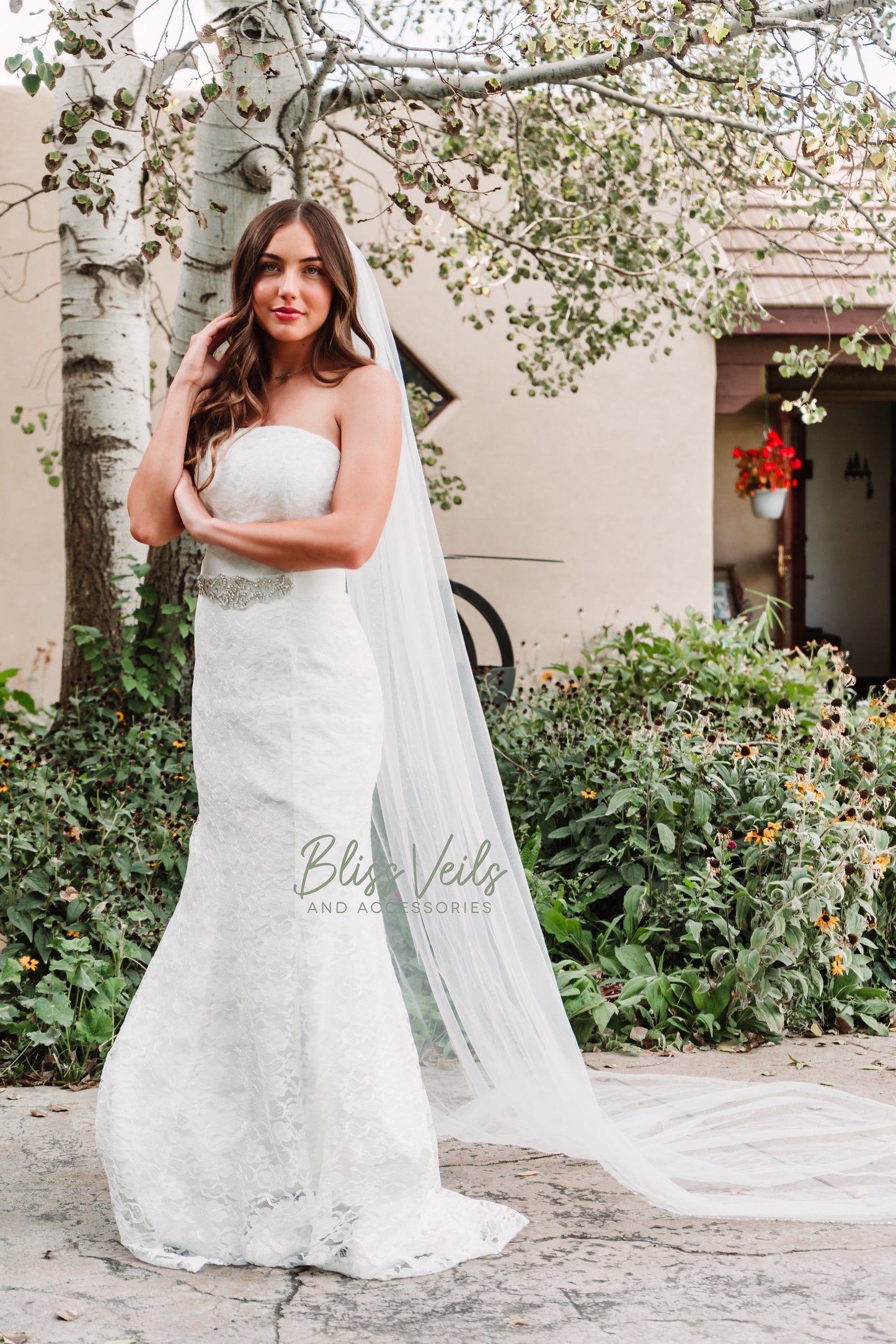 Crystal Beaded One Tier Wedding Veil