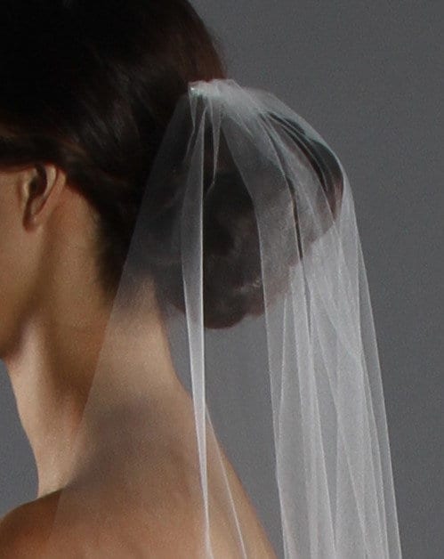 Short One Tier Wedding Veil with Cut Edge